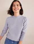 Cashmere Puff Shoulder Jumper-Blue Melange