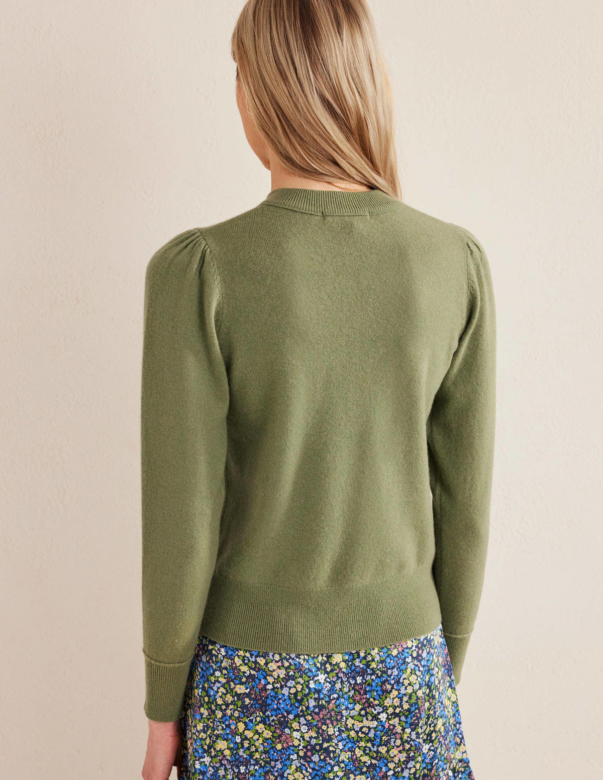 Kaschmirpullover mit Puffärmeln-Steingrün - Image 3