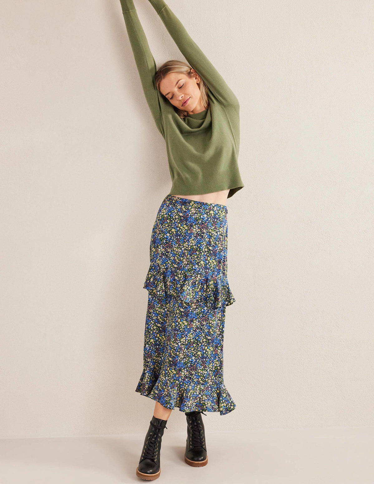 Kaschmirpullover mit Puffärmeln-Steingrün - Image 4