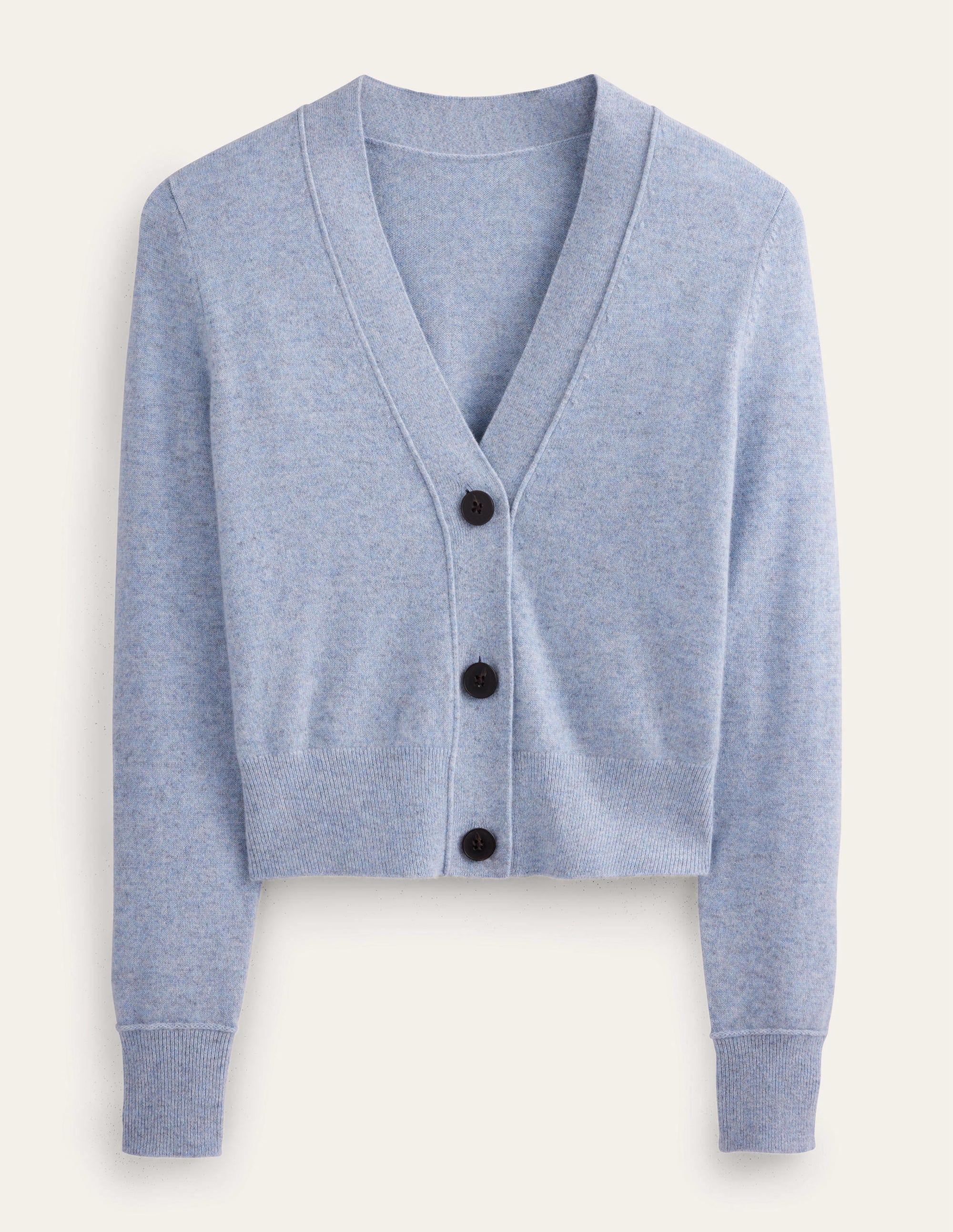 Gilet à col V en cachemire-Bleu chiné - Image 5