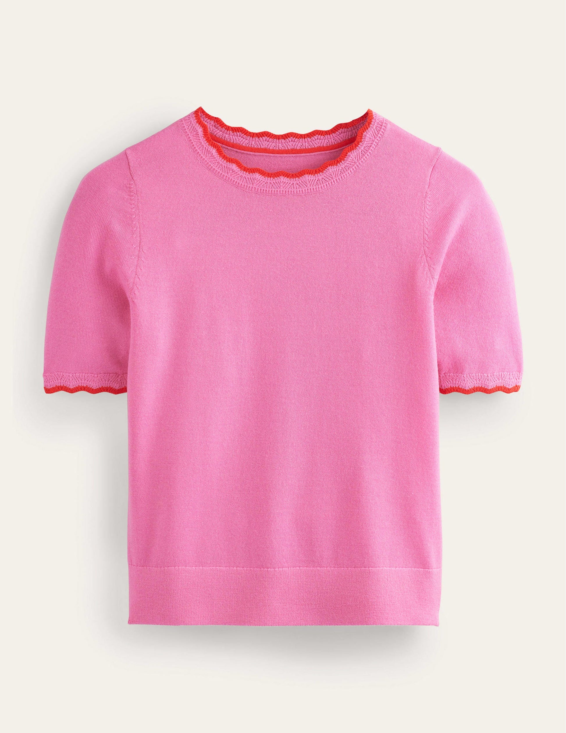 T-Shirt aus Merinowolle mit Muschelrand-Mittelpink-6