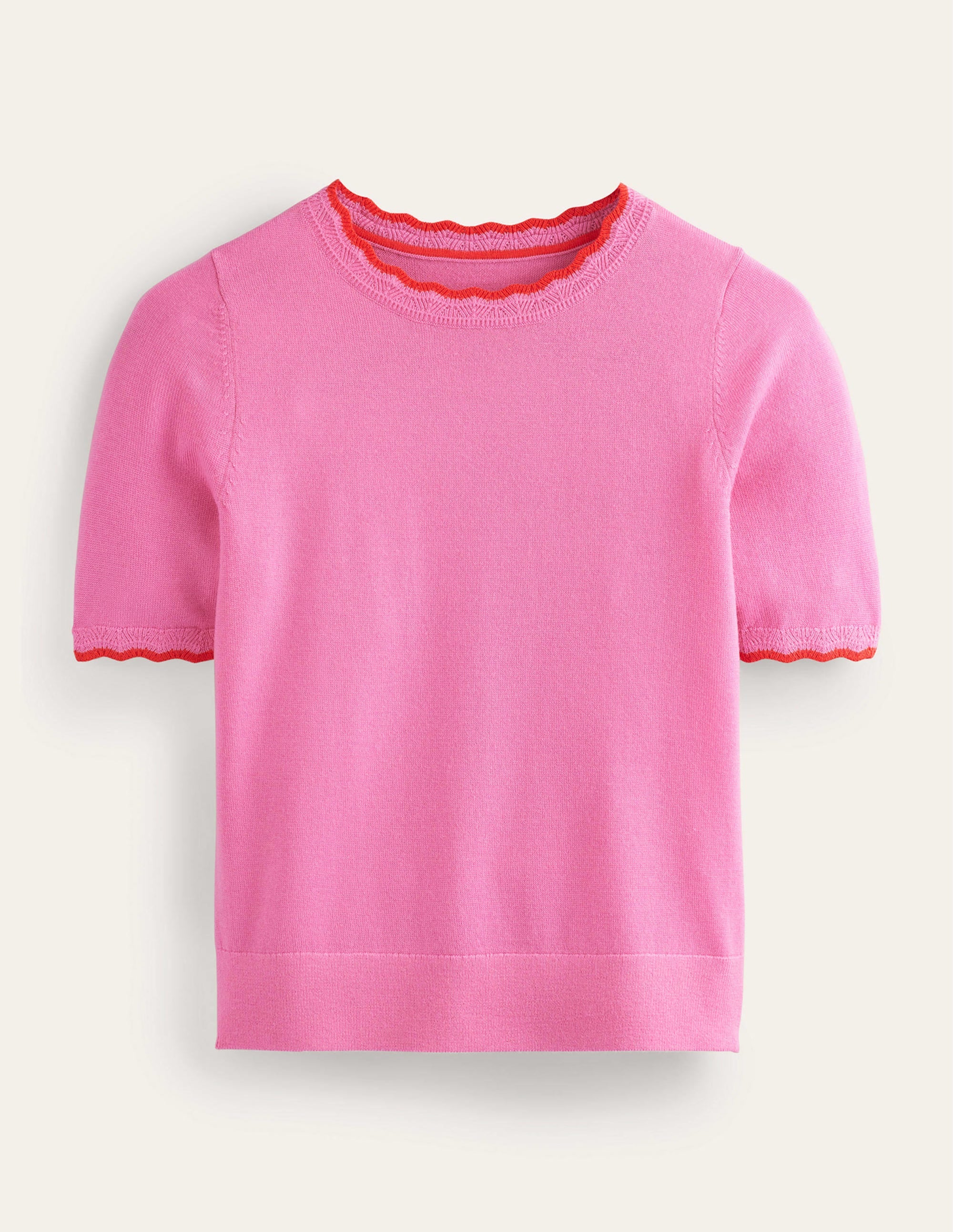 T-Shirt aus Merinowolle mit Muschelrand-Mittelpink - Image 6