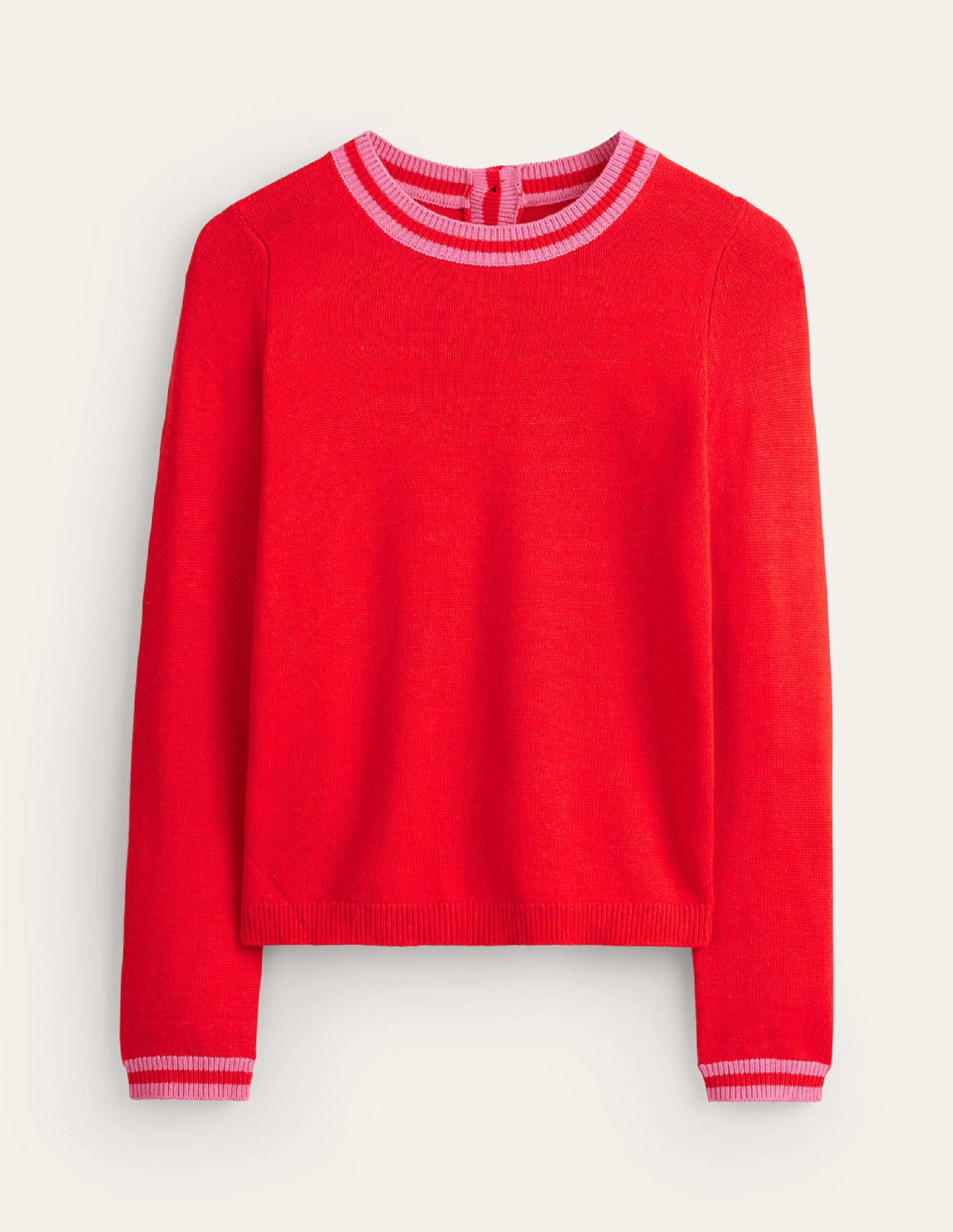 Cecily Button Back Jumper-Post Box Red, Brand Stripe - Image 6