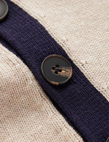 Alma Pullover mit Kontrastbesatz-Chinchilla Meliert, Marineblau-6
