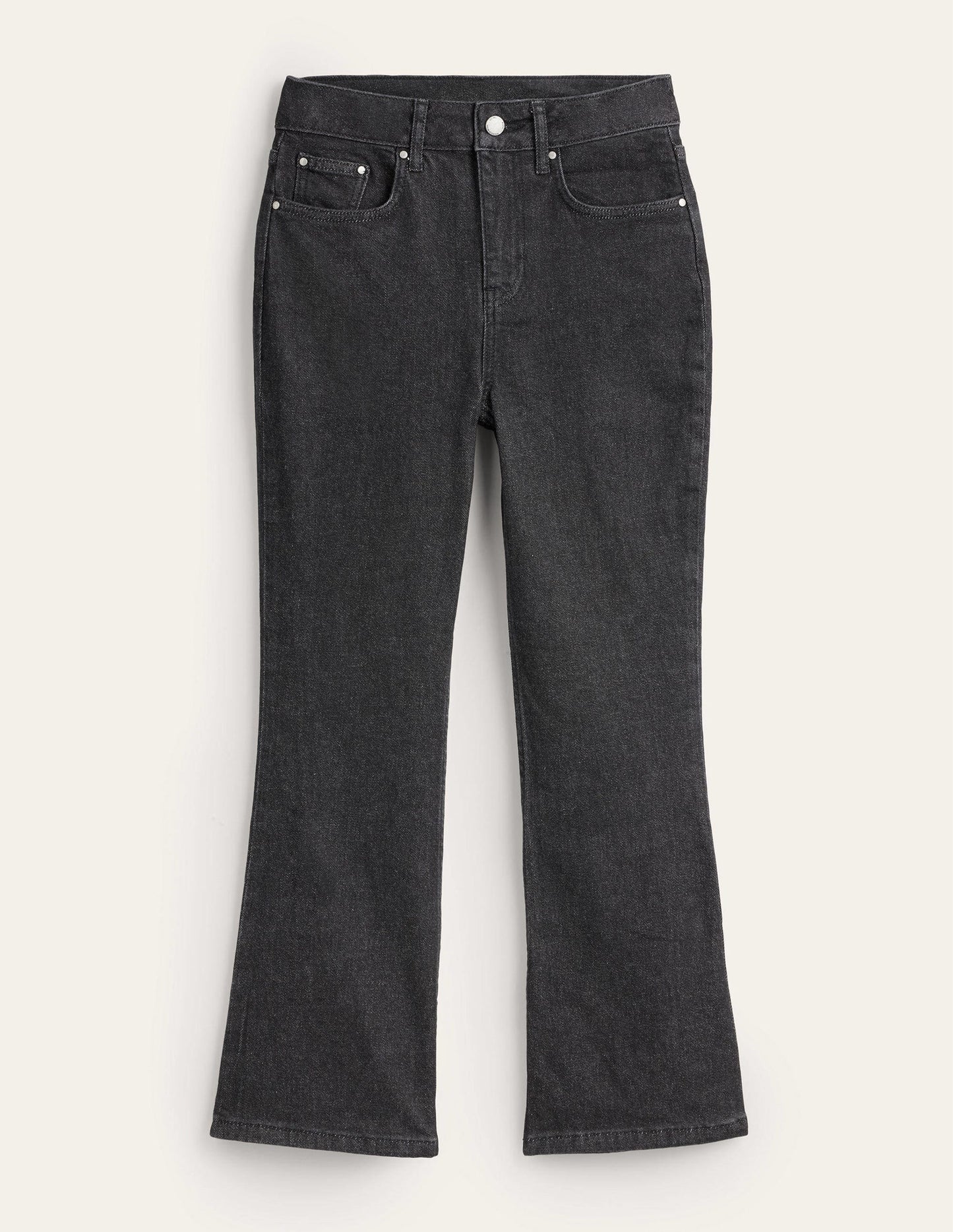 Anliegende 7/8-Jeans mit Schlag-Schwarz