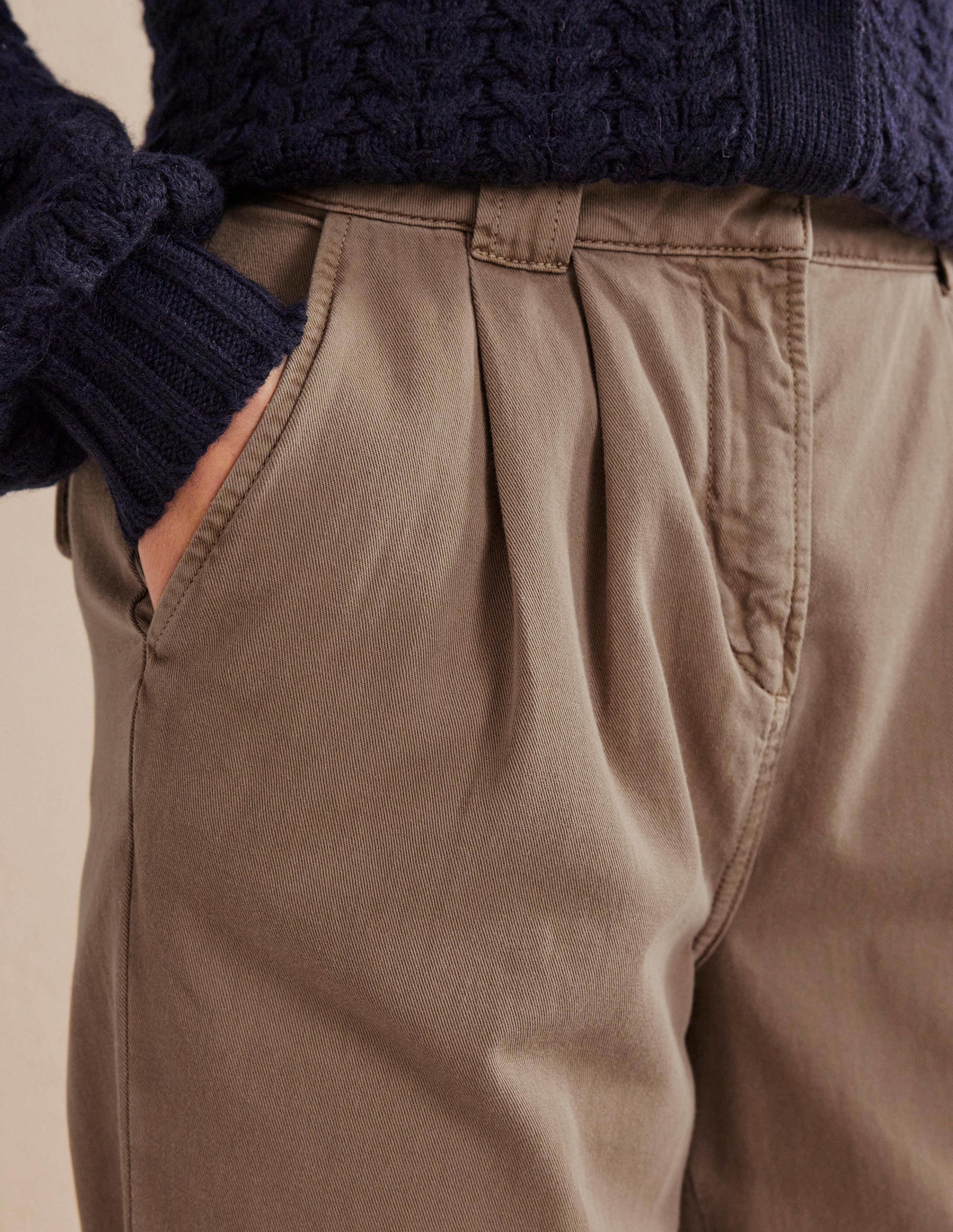 Pantalon décontracté en coton délavé-Biche - Image 4