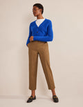 Gerade geschnittene Hose mit 2-Wege-Stretch-Karamellbraun