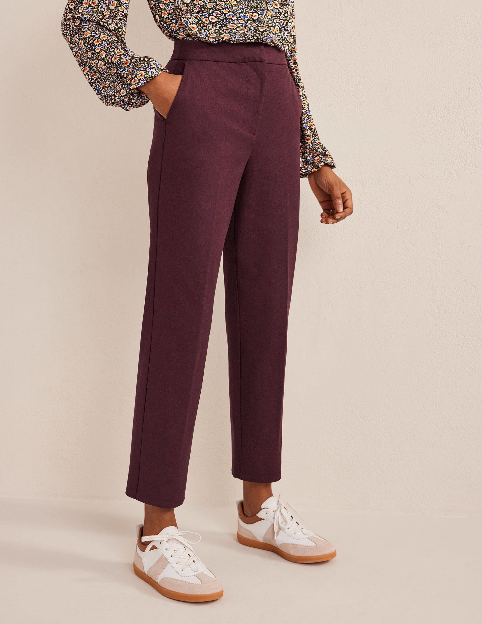Gerade geschnittene Hose mit 2-Wege-Stretch-Kastanienbraun-5