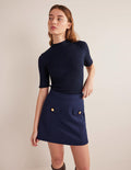 Anliegender Minirock mit A-Linie-Marineblau