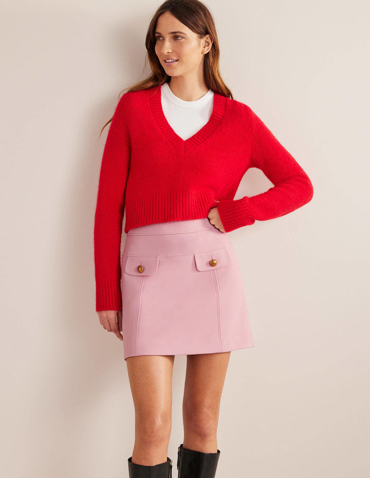 Tailored A-line Mini Skirt-Cameo Pink