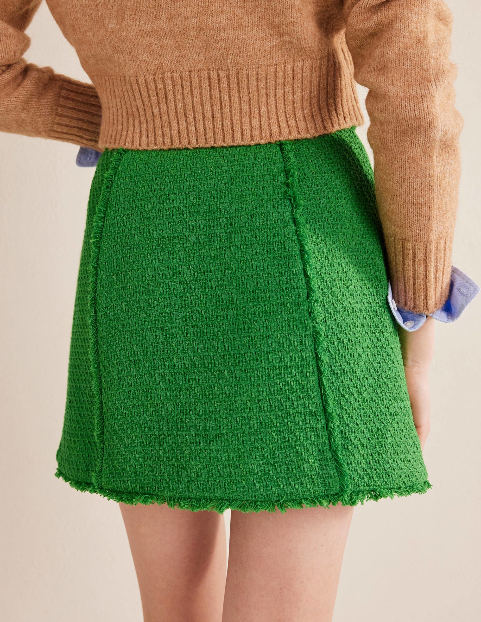 Mini-jupe Interest en tweed-Vert - Image 3