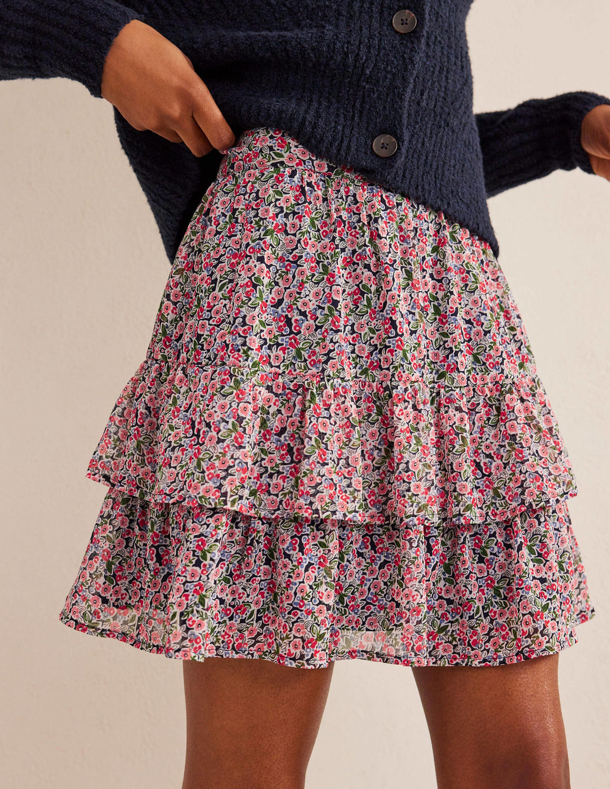 Minirock mit Rüschen-Bunt, Blüten-Toile - Image 4