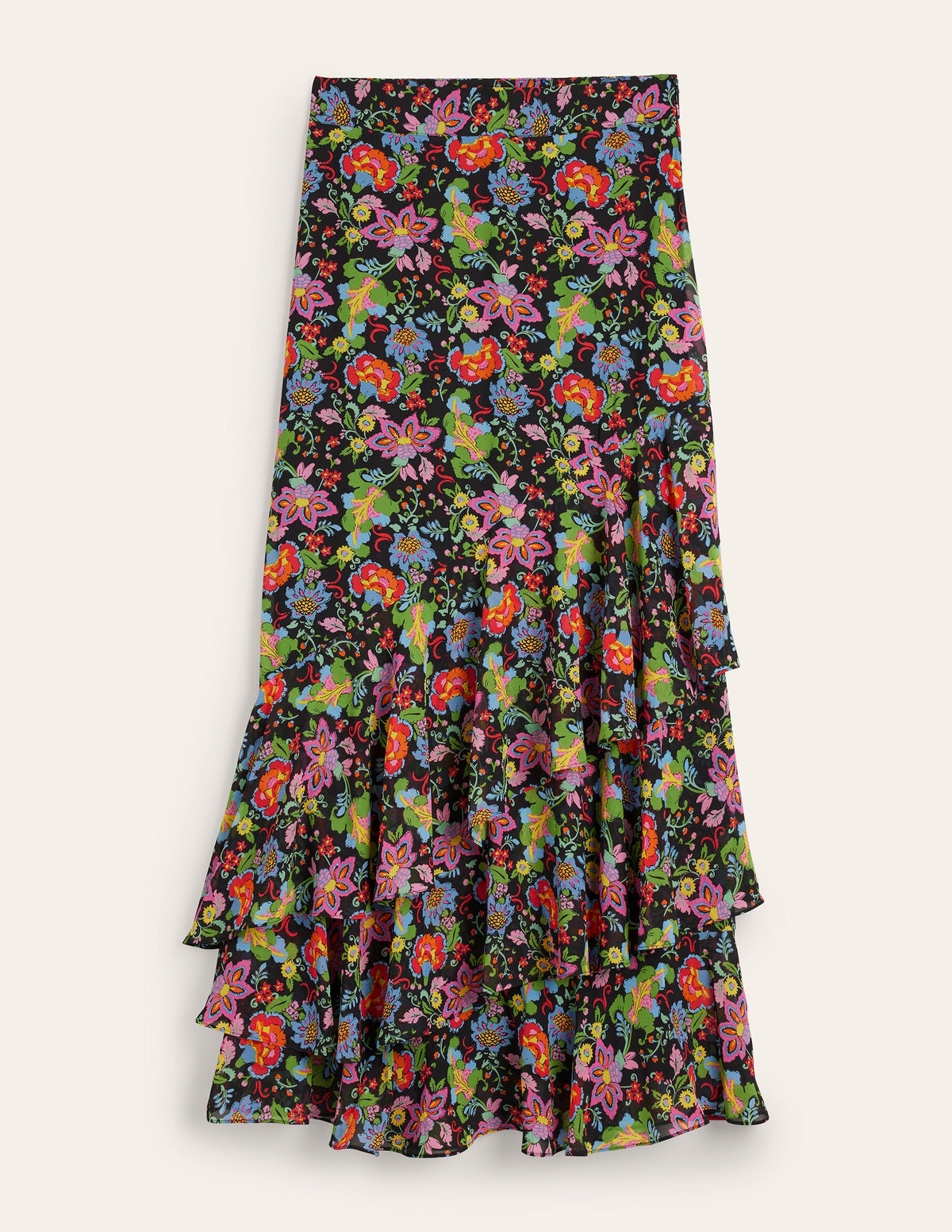 Multi Ruffle Maxi Skirt-Black, Carnation Garden - Image 5