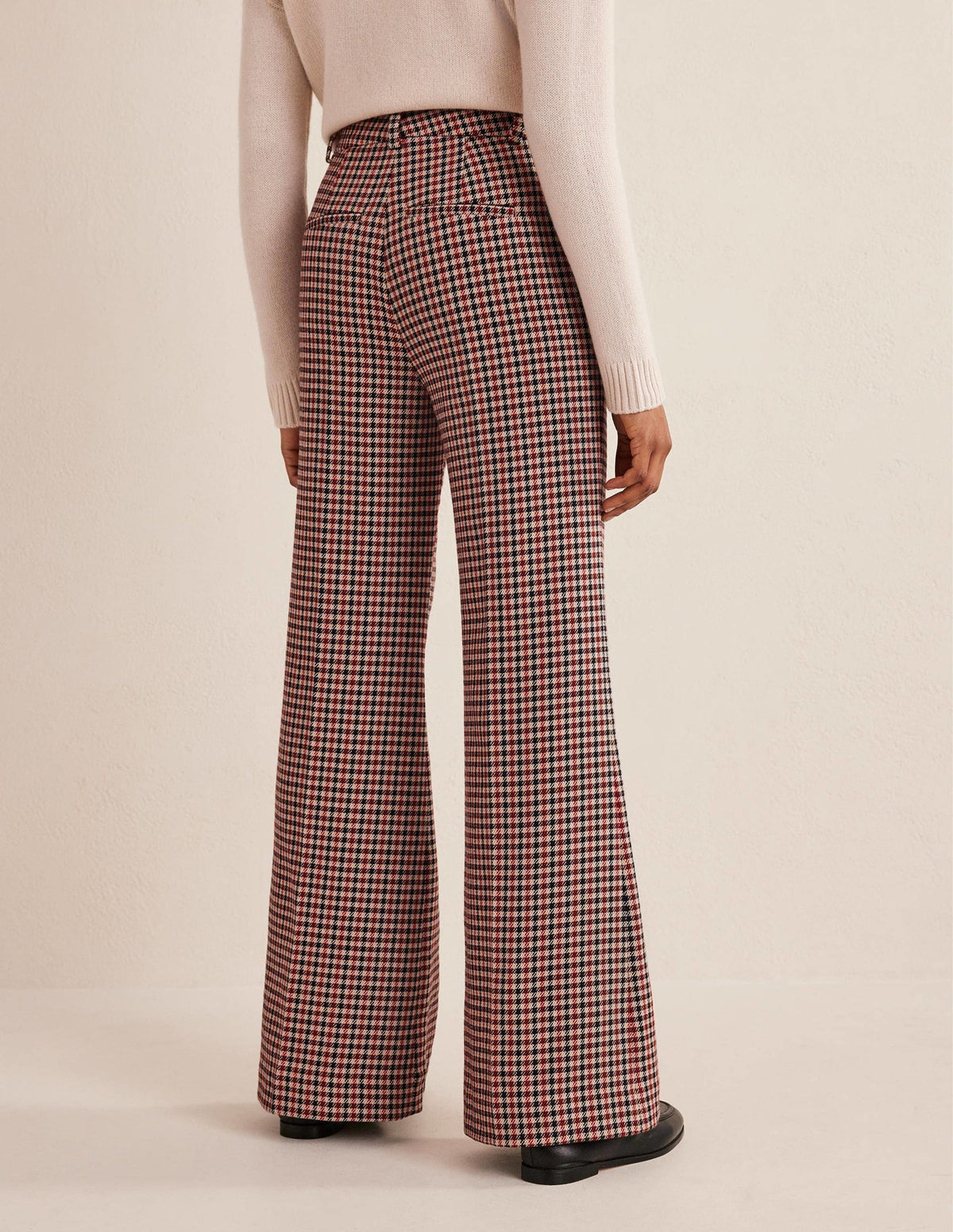 Karierte Hose mit weitem ausgestelltem Bein-Kariert-3