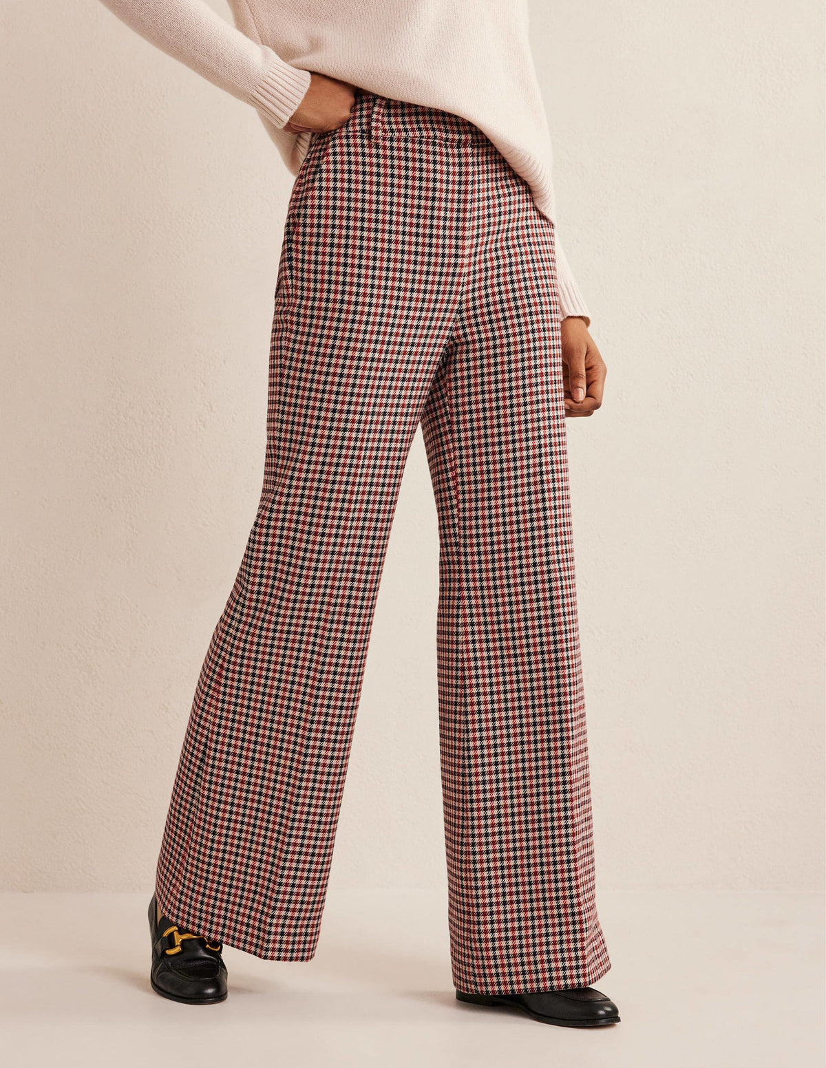 Karierte Hose mit weitem ausgestelltem Bein-Kariert-5