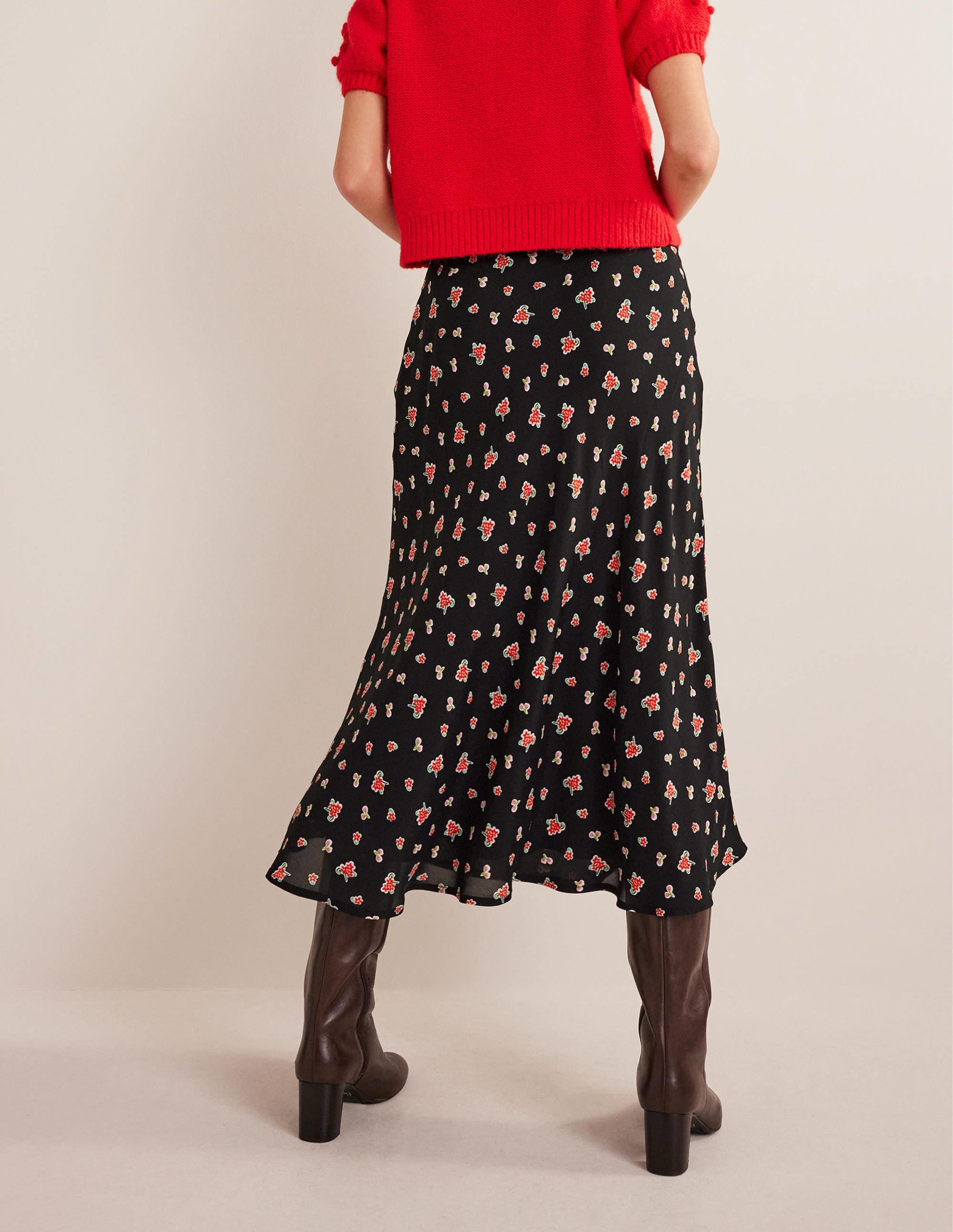 Cecelia Midi Skirt-Black, Rose Pop - Image 3