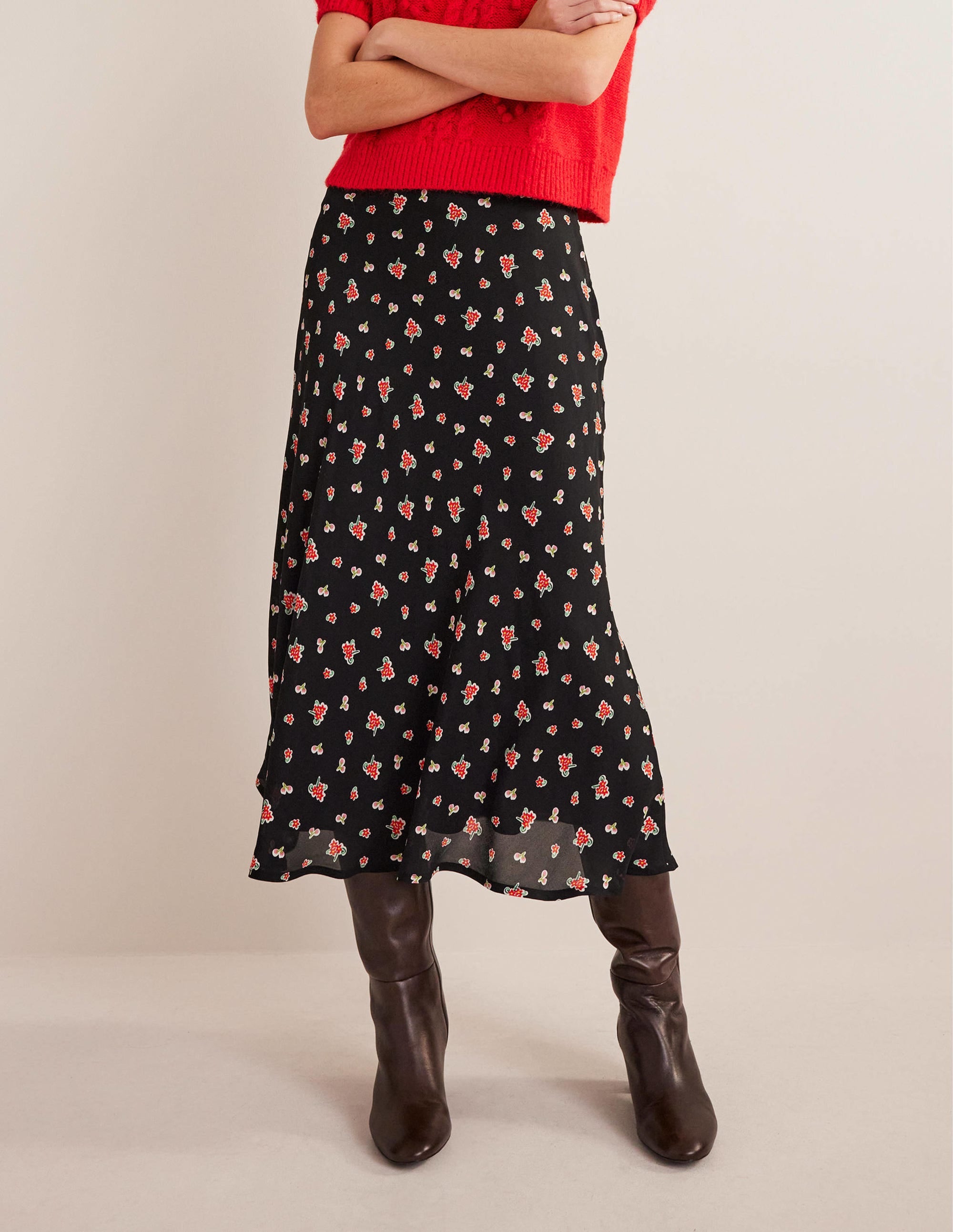 Cecelia Midi Skirt-Black, Rose Pop - Image 4