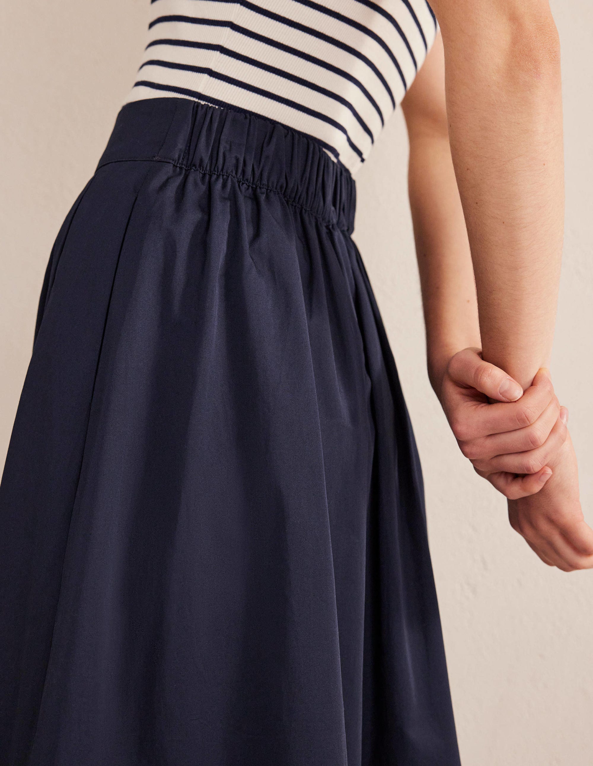 Pleated Full Midi Skirt-Navy - Image 2