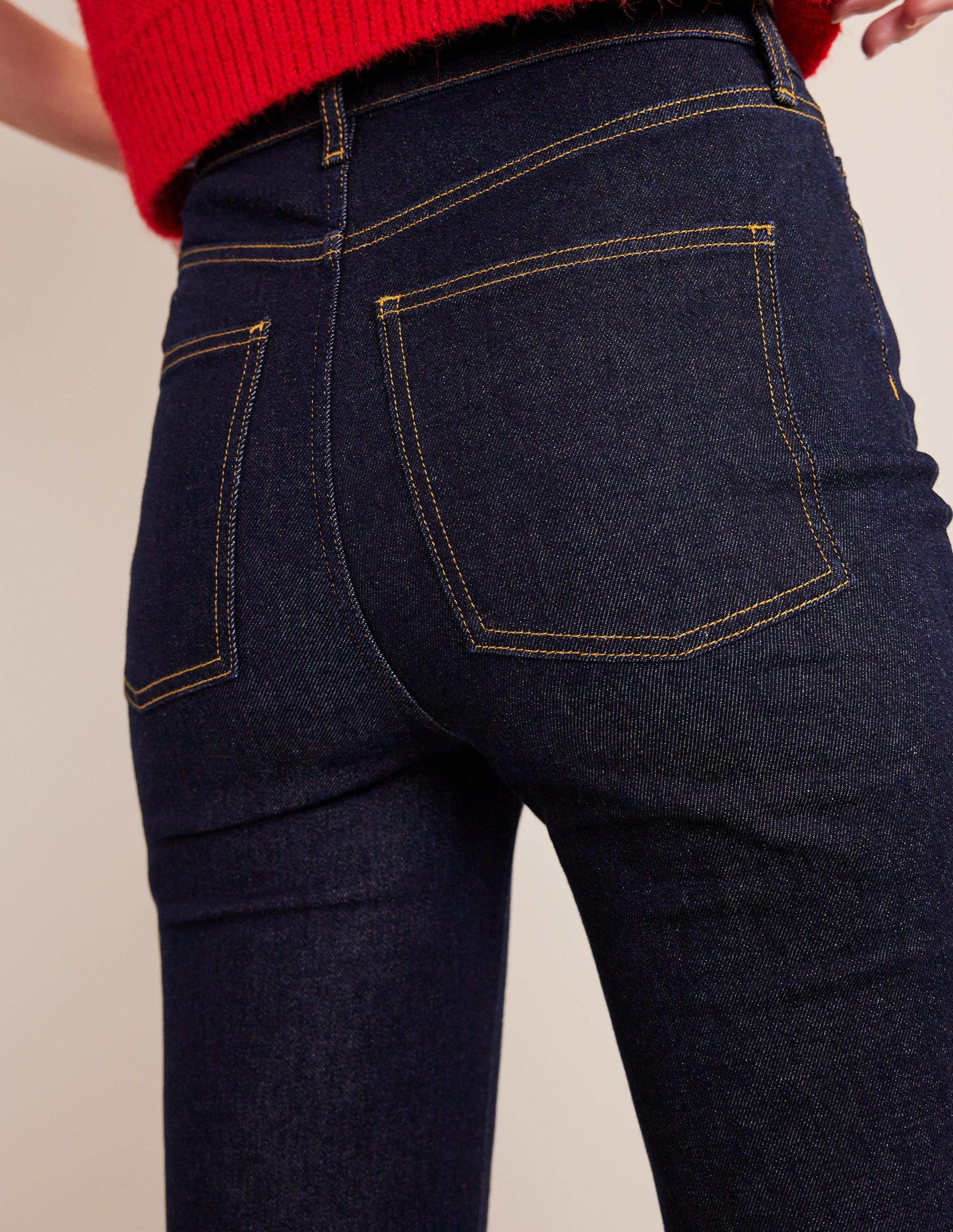 Jeans mit Schlag und hoher Taille-Indigoblau