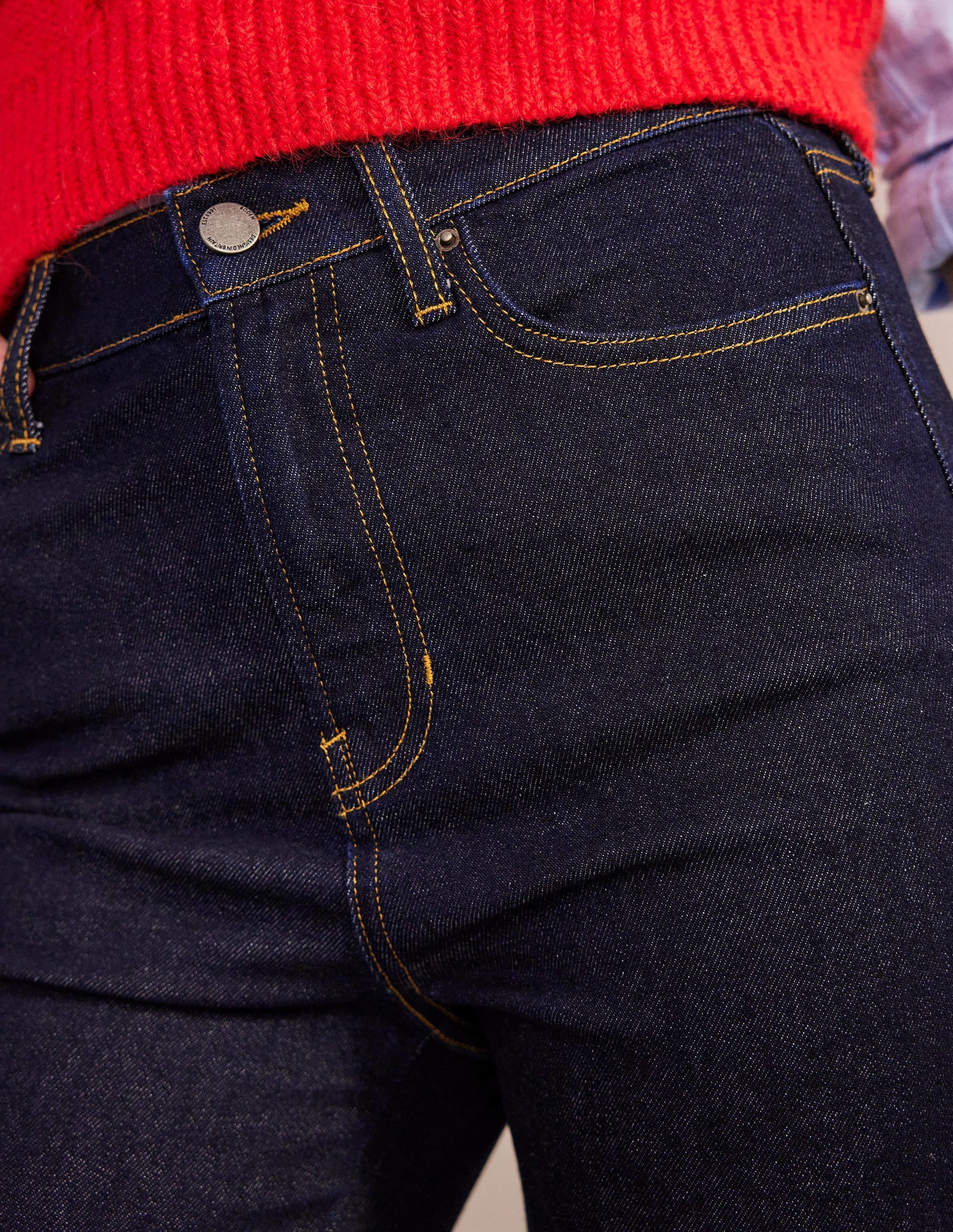 Jeans mit Schlag und hoher Taille-Indigoblau - Image 4