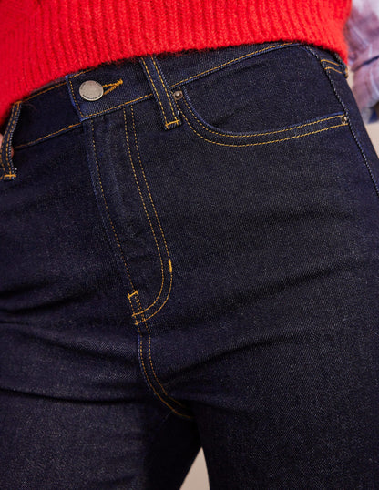 Jeans mit Schlag und hoher Taille-Indigoblau