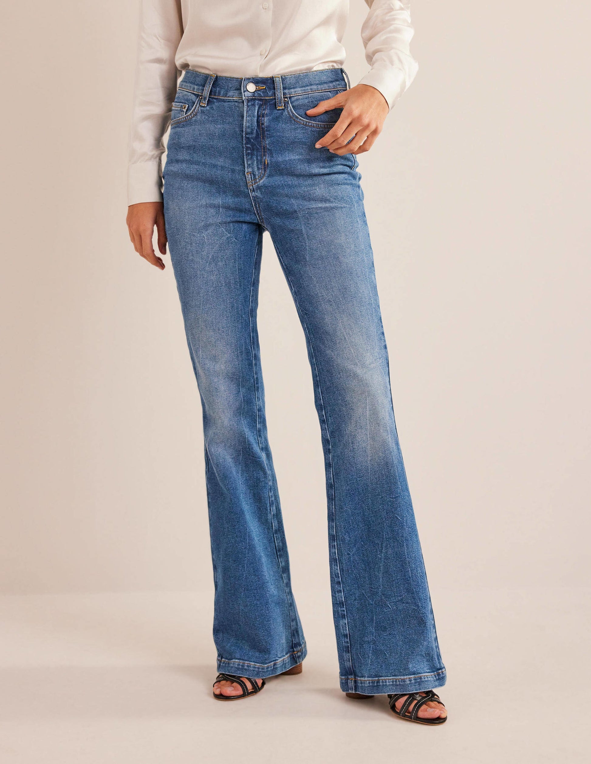 High Rise Flare Jeans-Mid Vintage-4