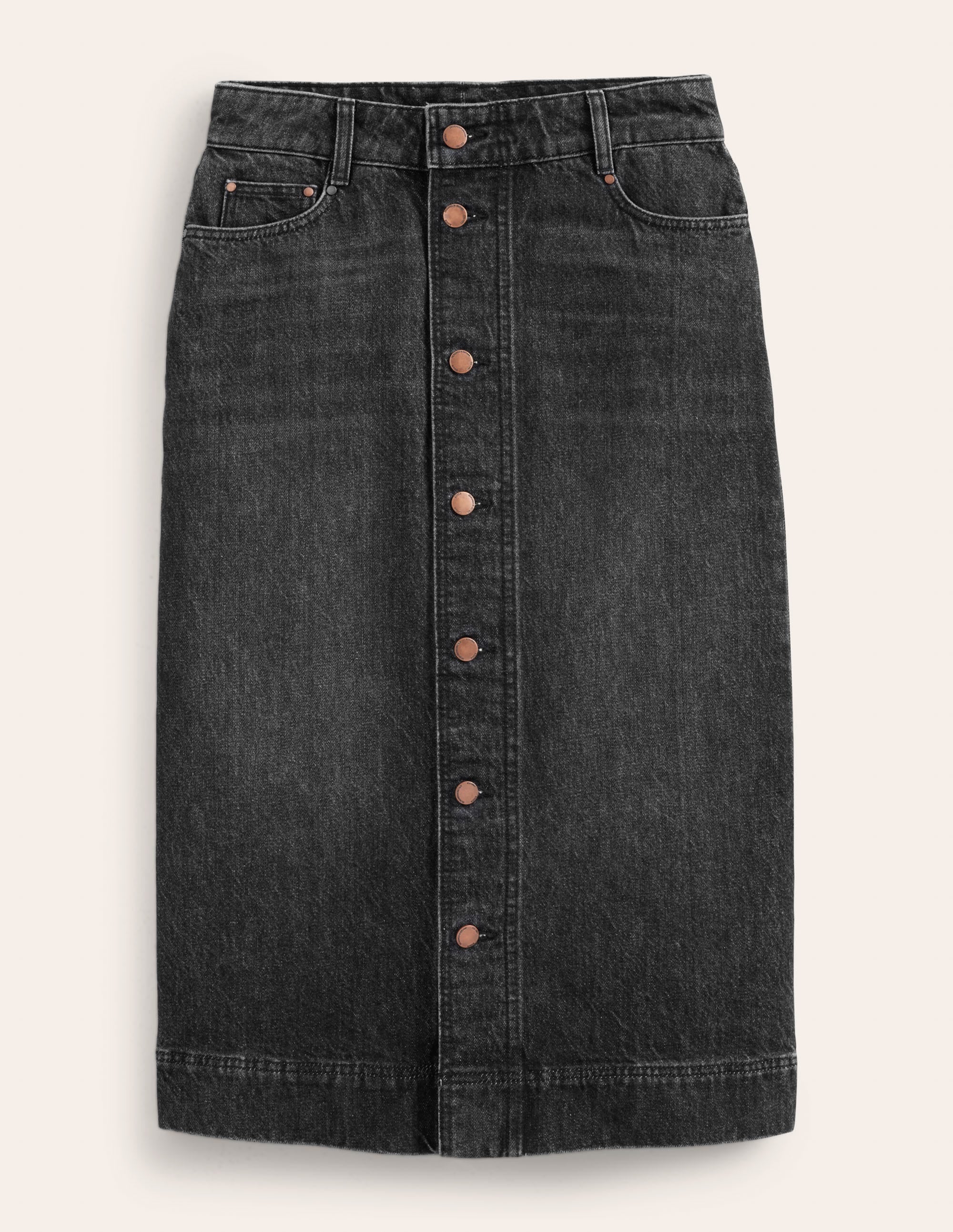 Jupe midi droite en jean-Noir - Image 2