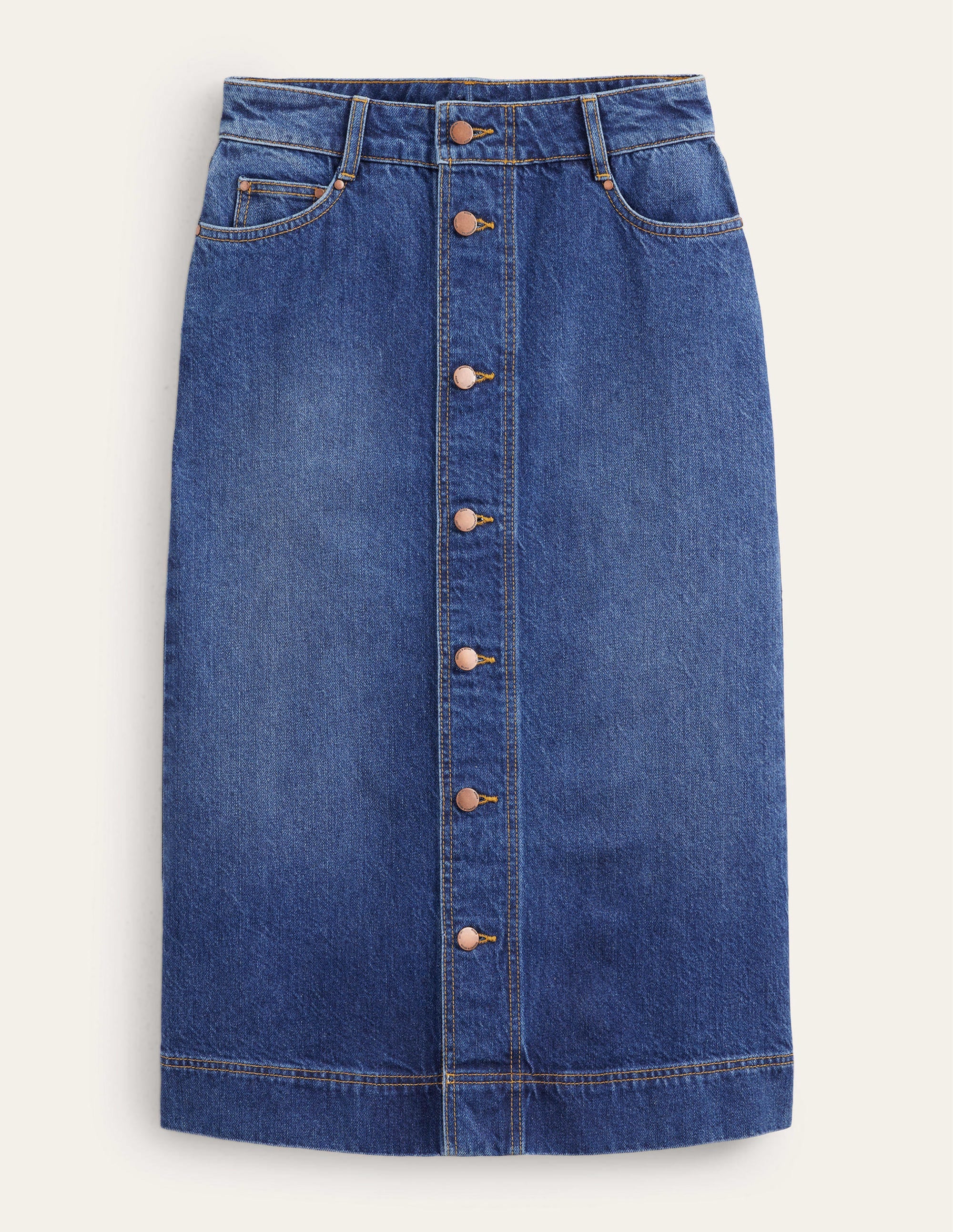 Straight Denim Midi Skirt-Mid Vintage - Image 6