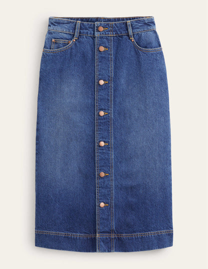 Gerader Midirock aus Denim-Mittleres Vintageblau-6