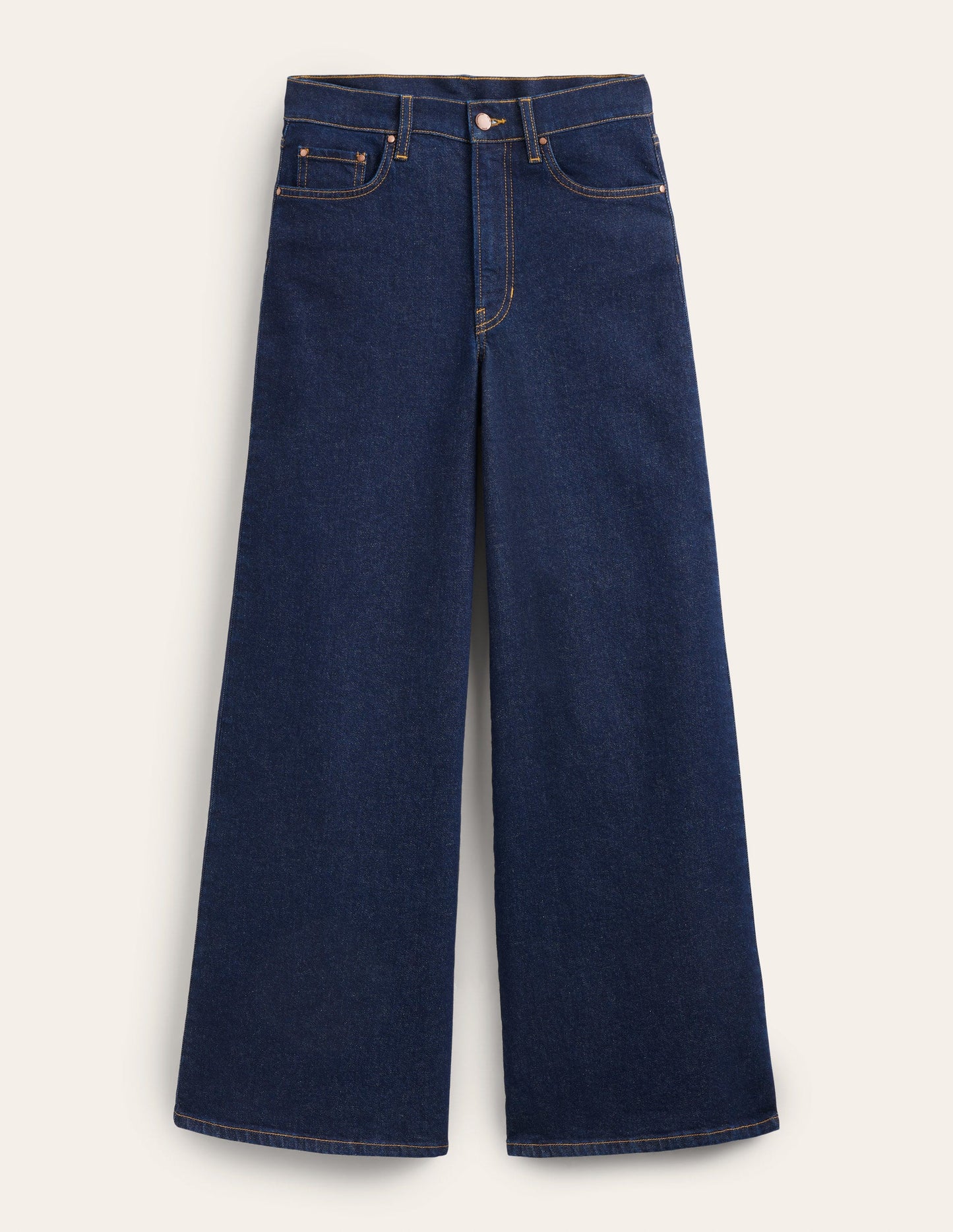 Hoch geschnittene Jeans mit weitem Bein-Indigo