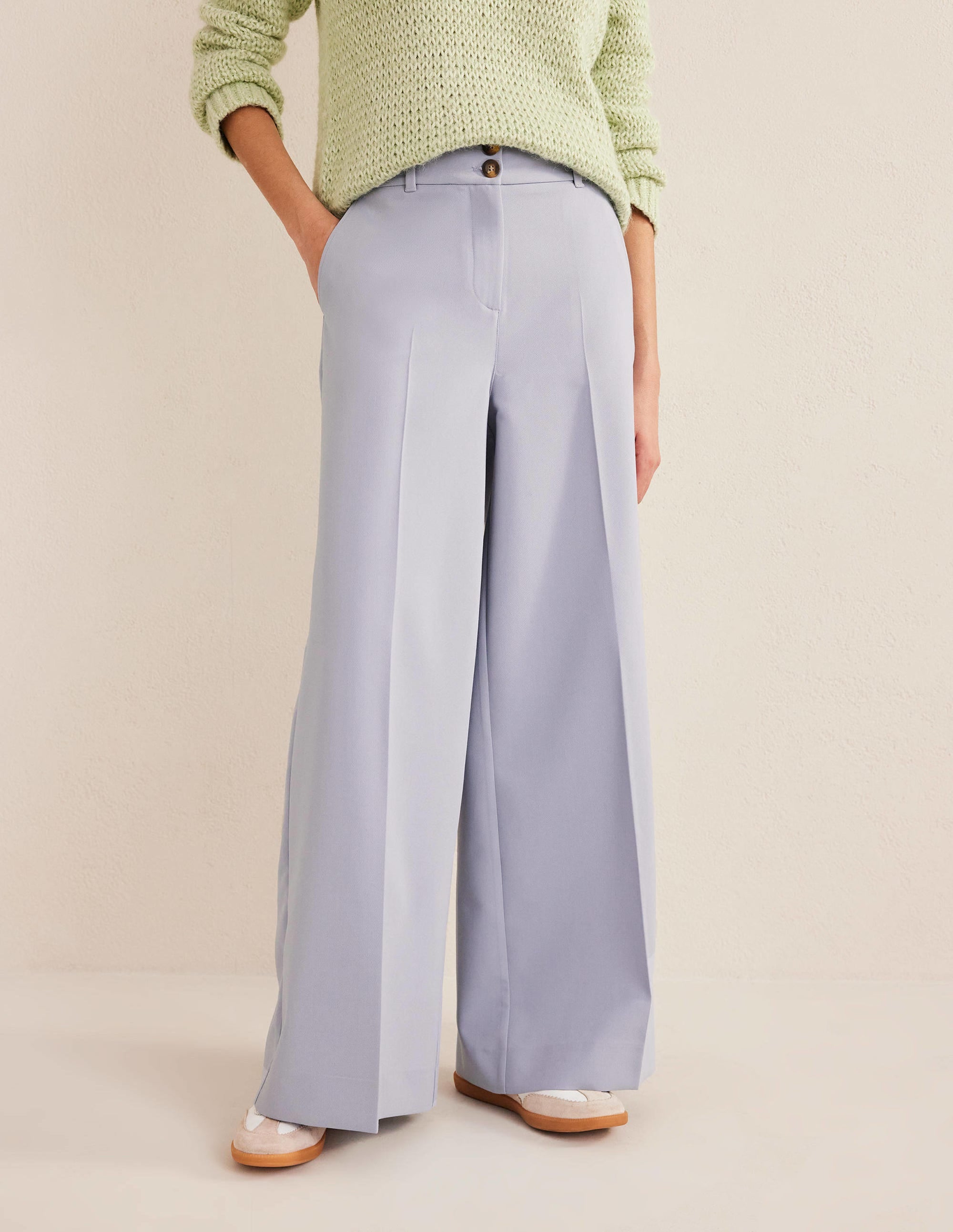 High Rise Wide Leg Trousers-Blue Blizzard - Image 4