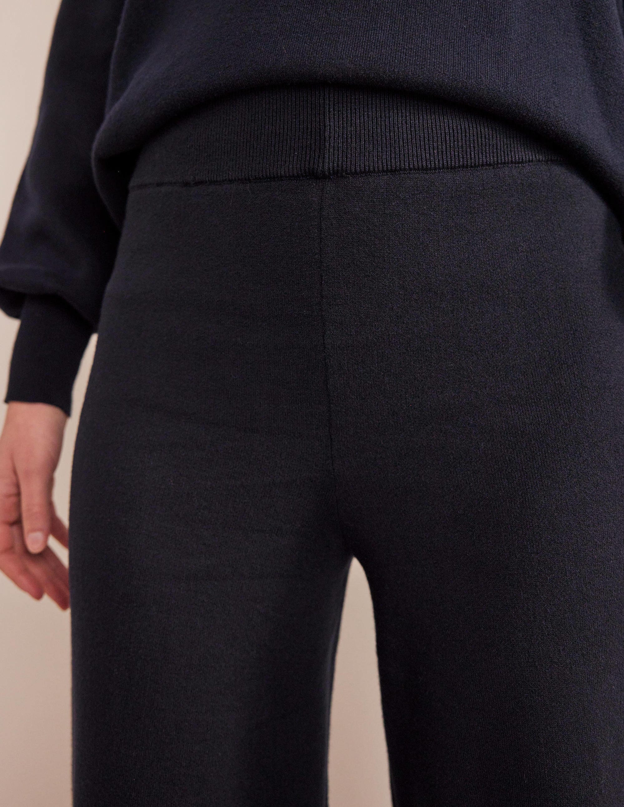 Pantalon large en maille-Bleu marine - Image 2