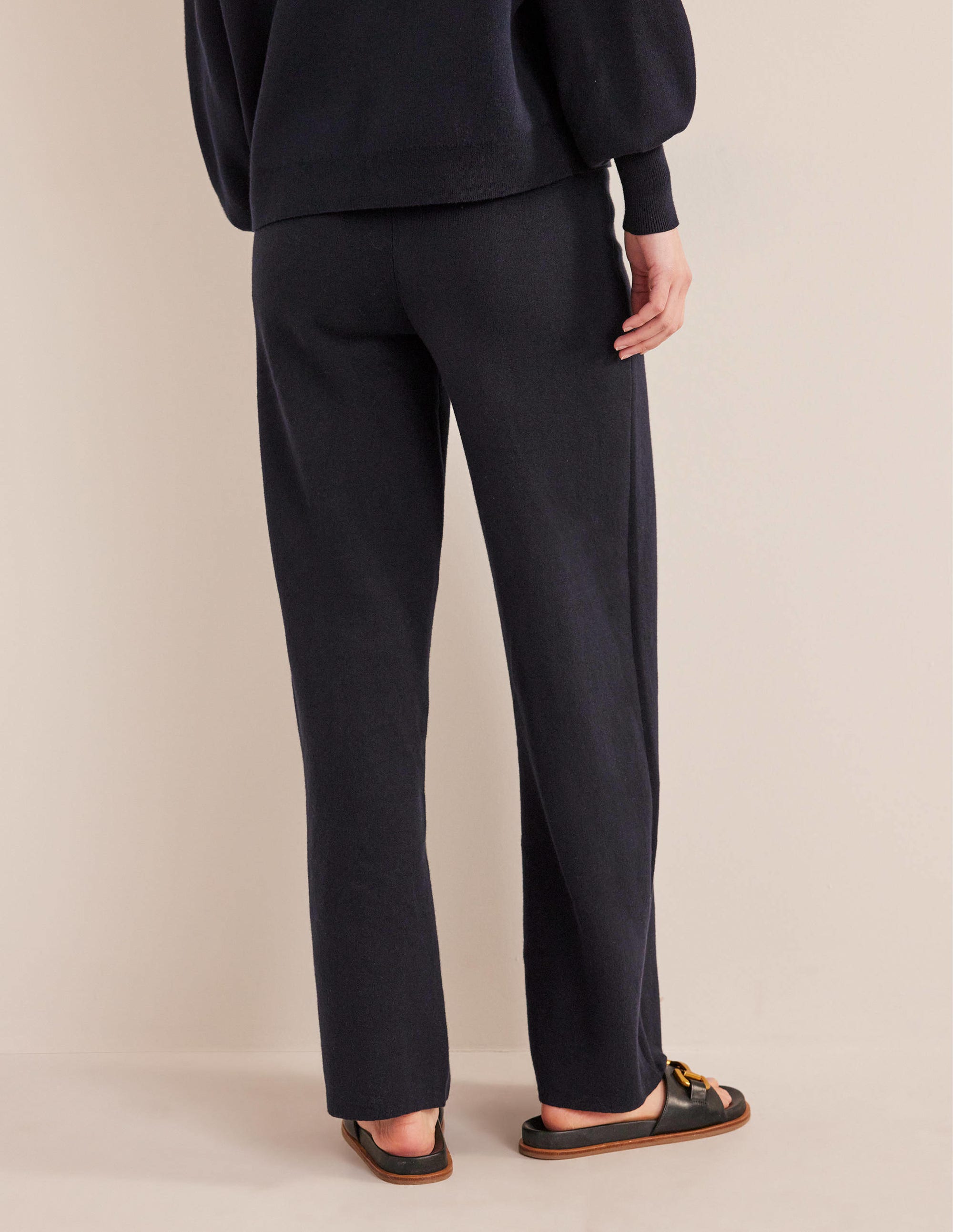 Pantalon large en maille-Bleu marine - Image 3