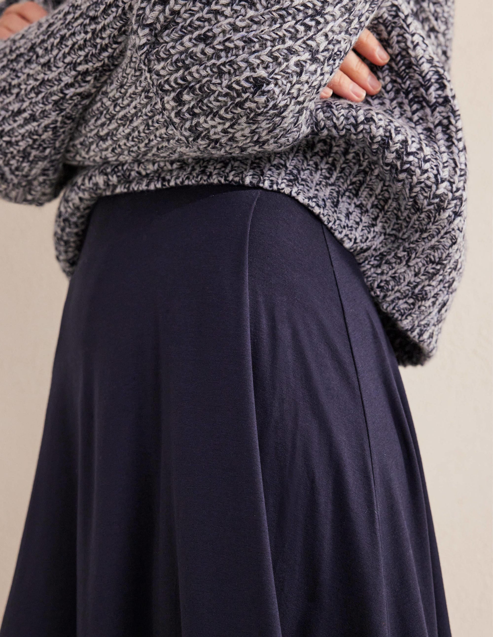 Jersey Wrap Mini Skirt-Navy - Image 2