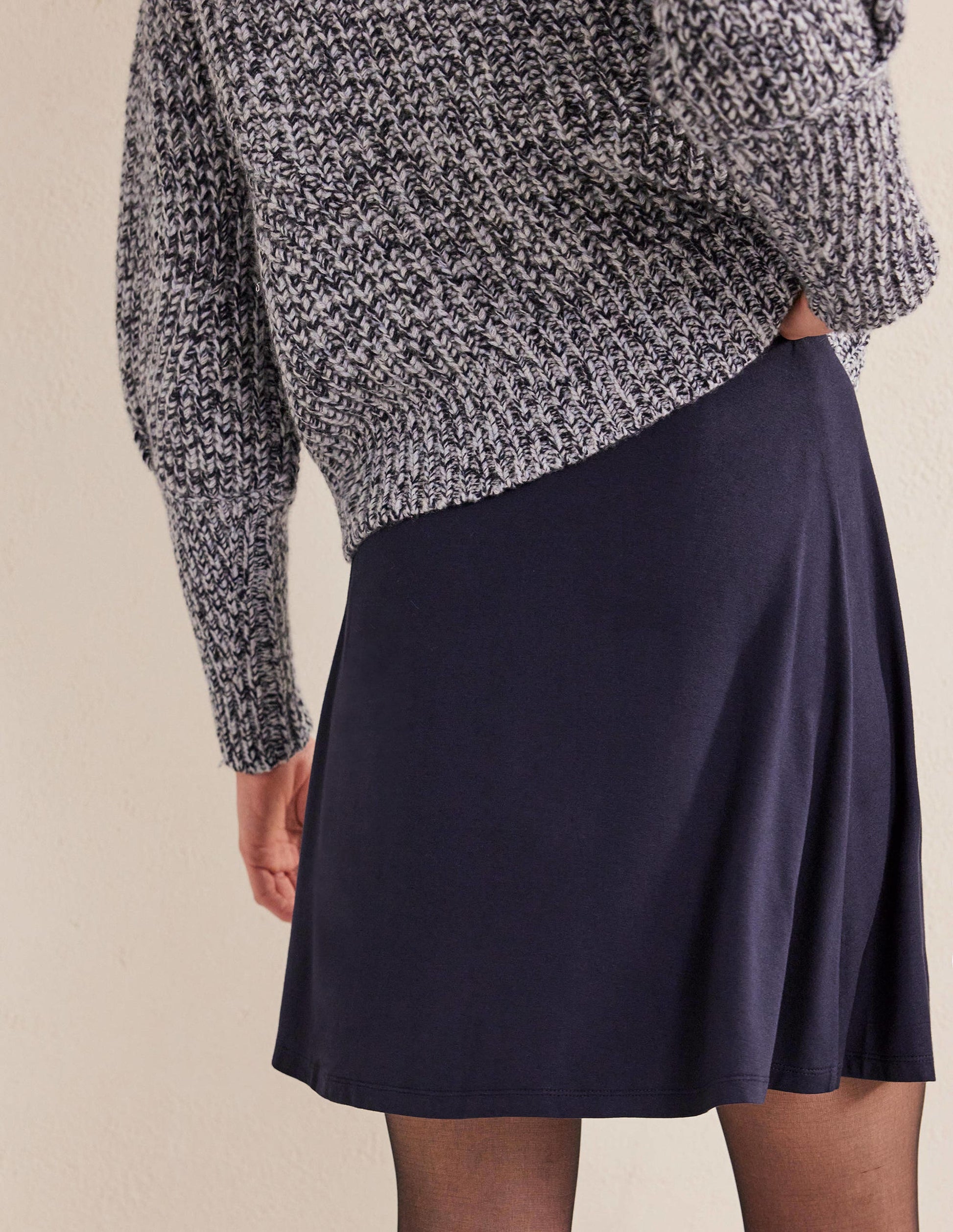 Jersey Wrap Mini Skirt-Navy-3