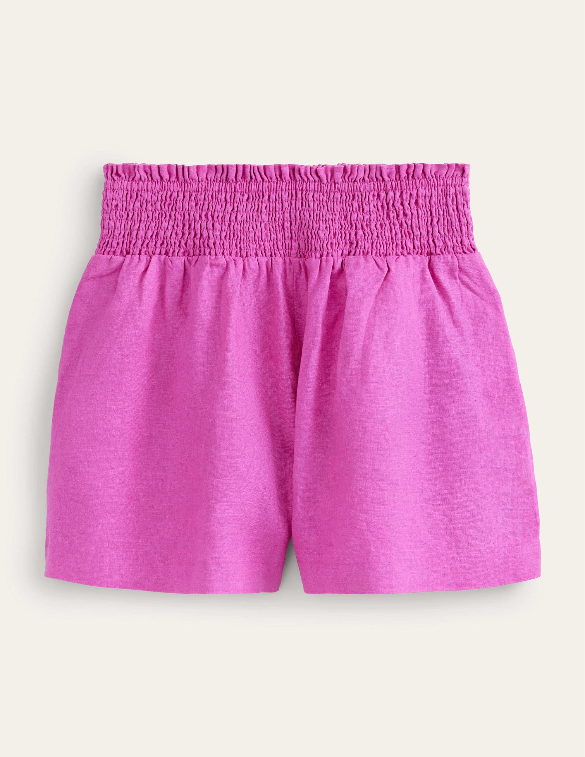 Linen Shirred Waist Shorts-Rose Violet - Image 2