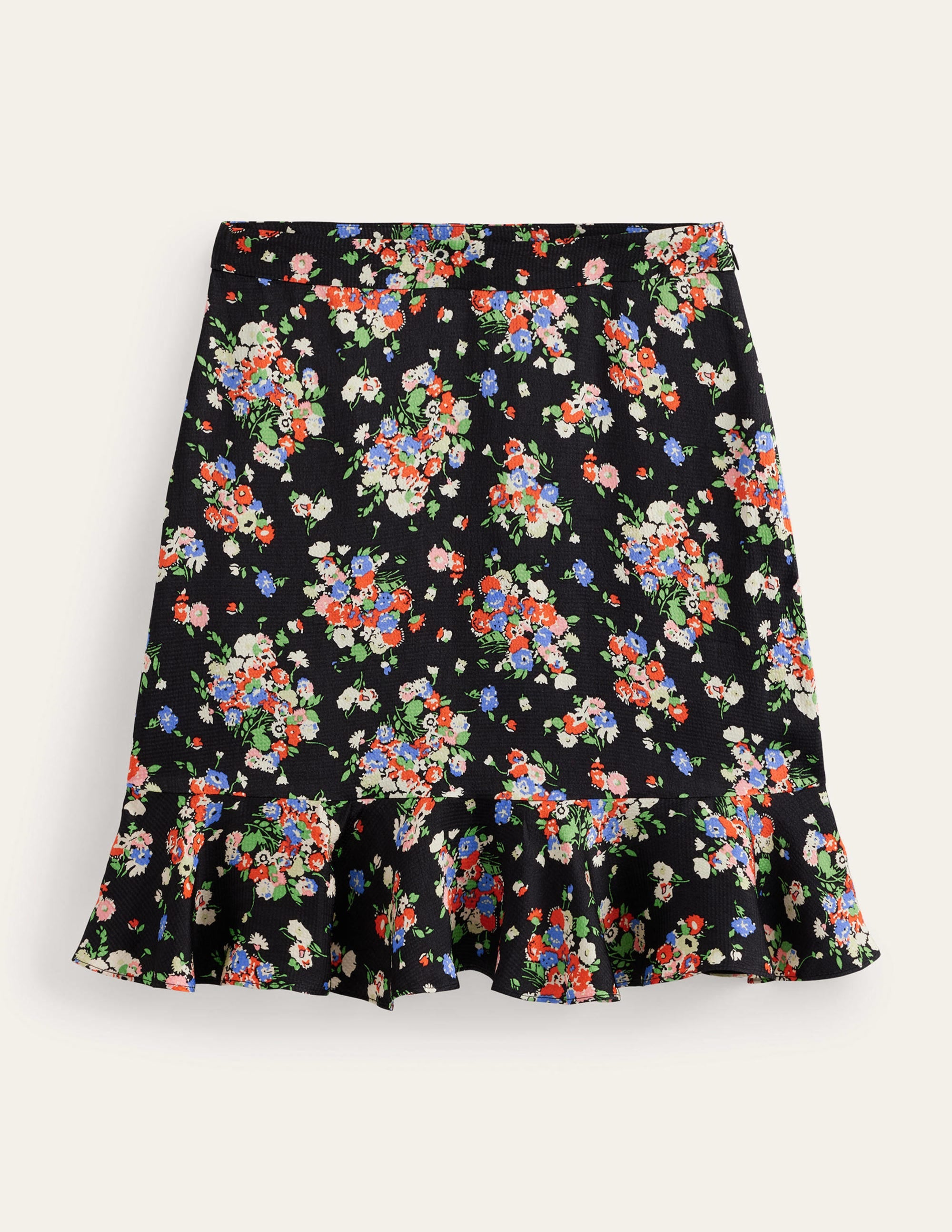 Satin Ruffle Mini Skirt-Black Wild Cluster - Image 2
