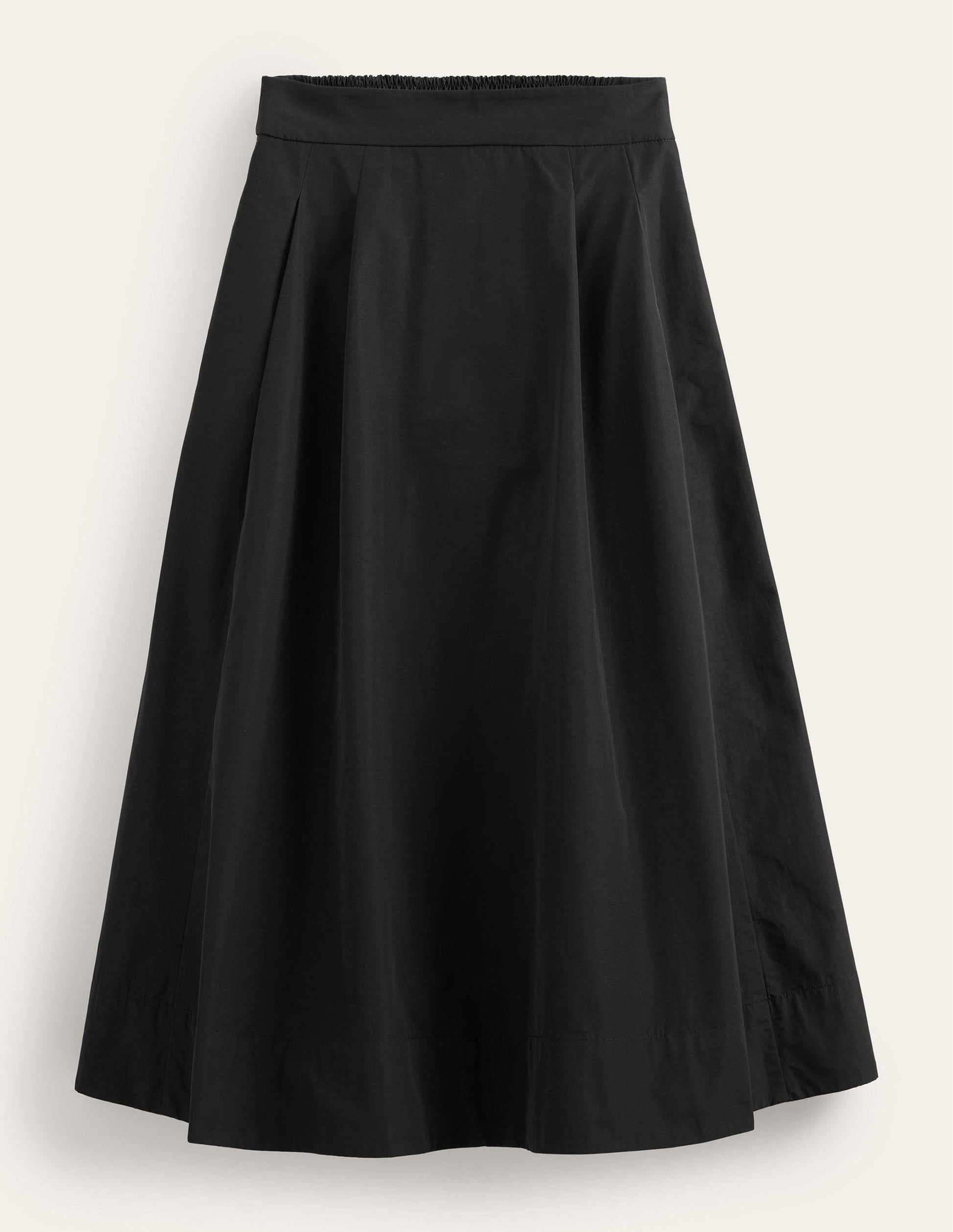 Taffeta Pull-on Midi Skirt-Black-8