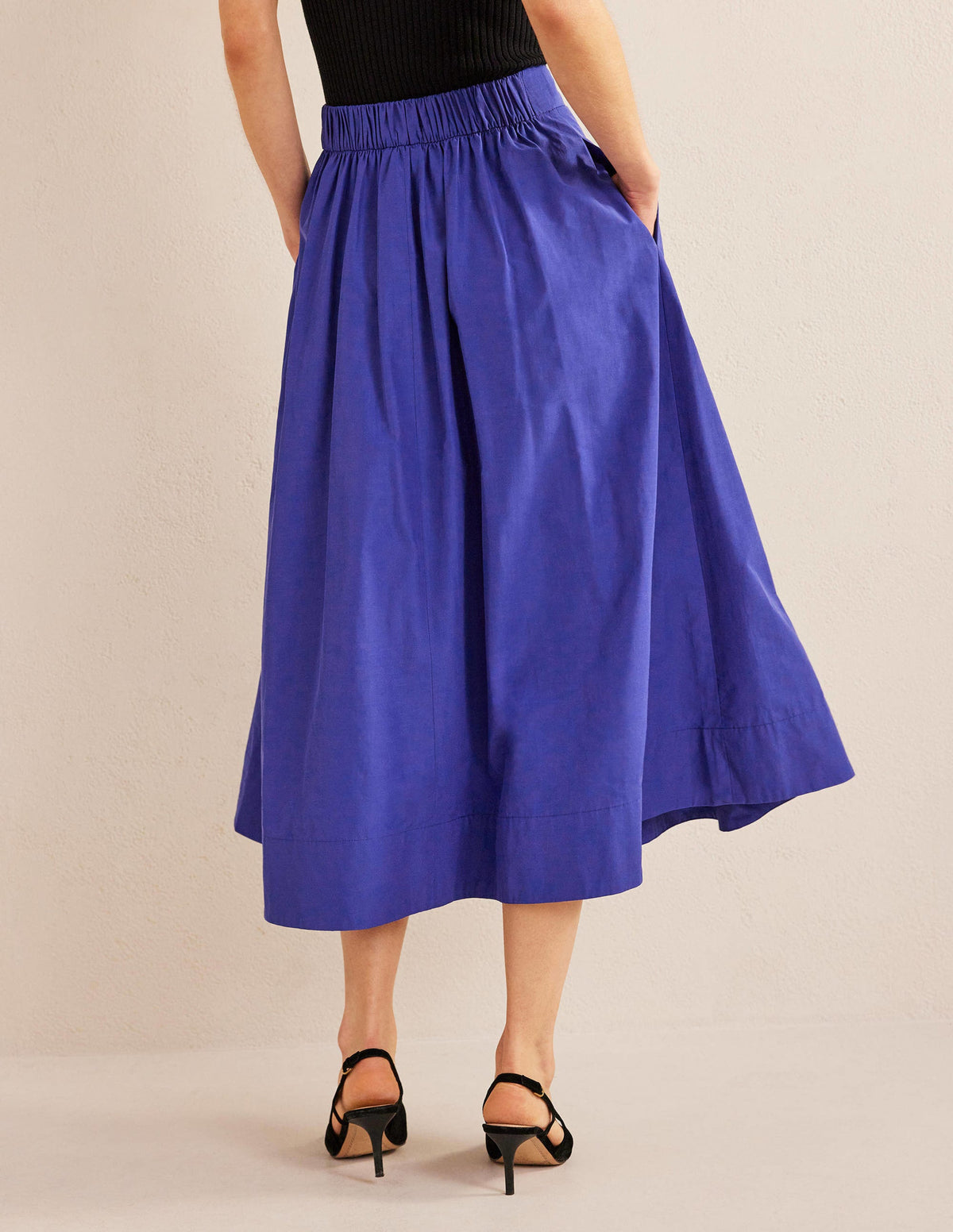 Taffeta Pull-on Midi Skirt-Blue Herron - Image 3