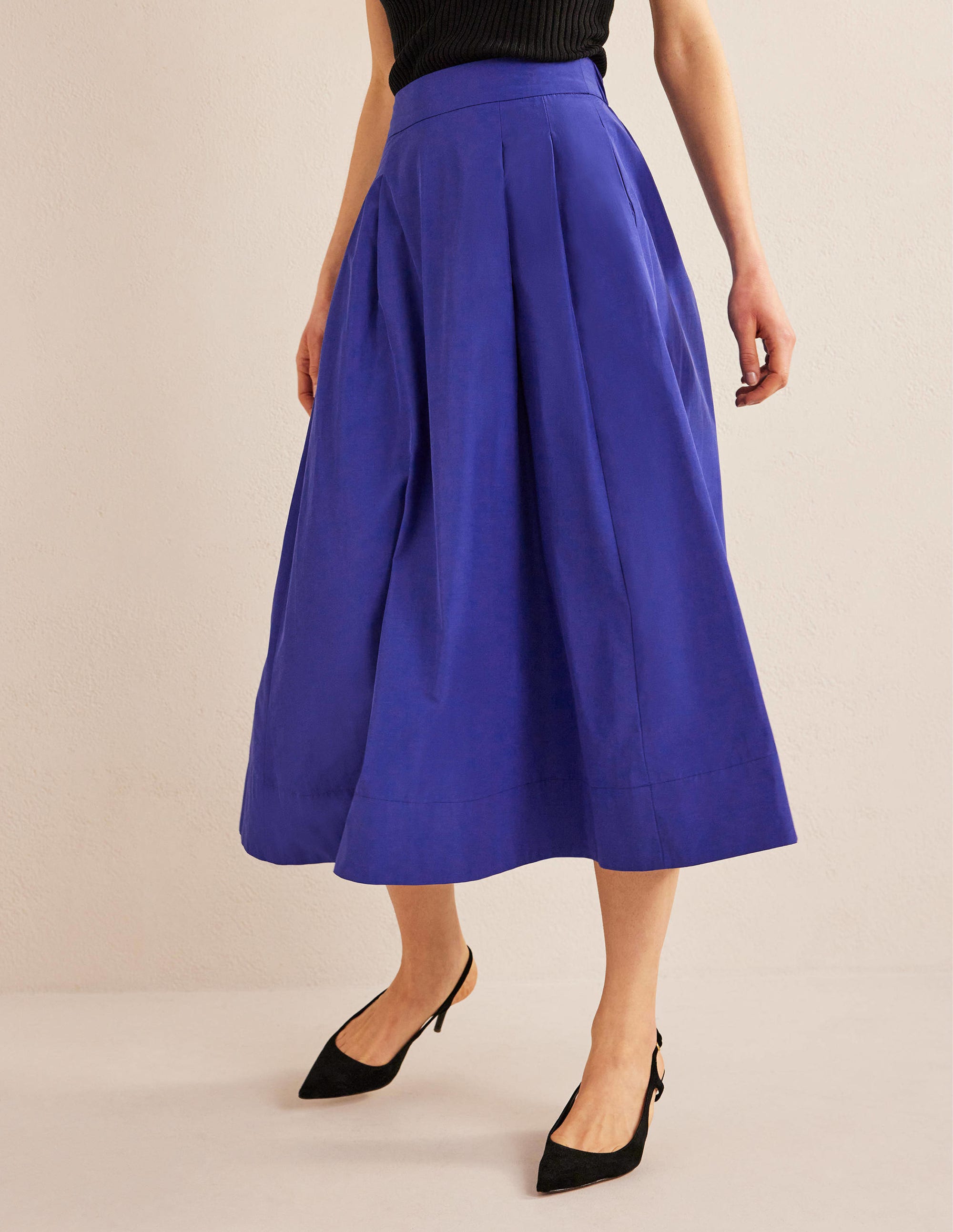 Taffeta Pull-on Midi Skirt-Blue Herron - Image 4