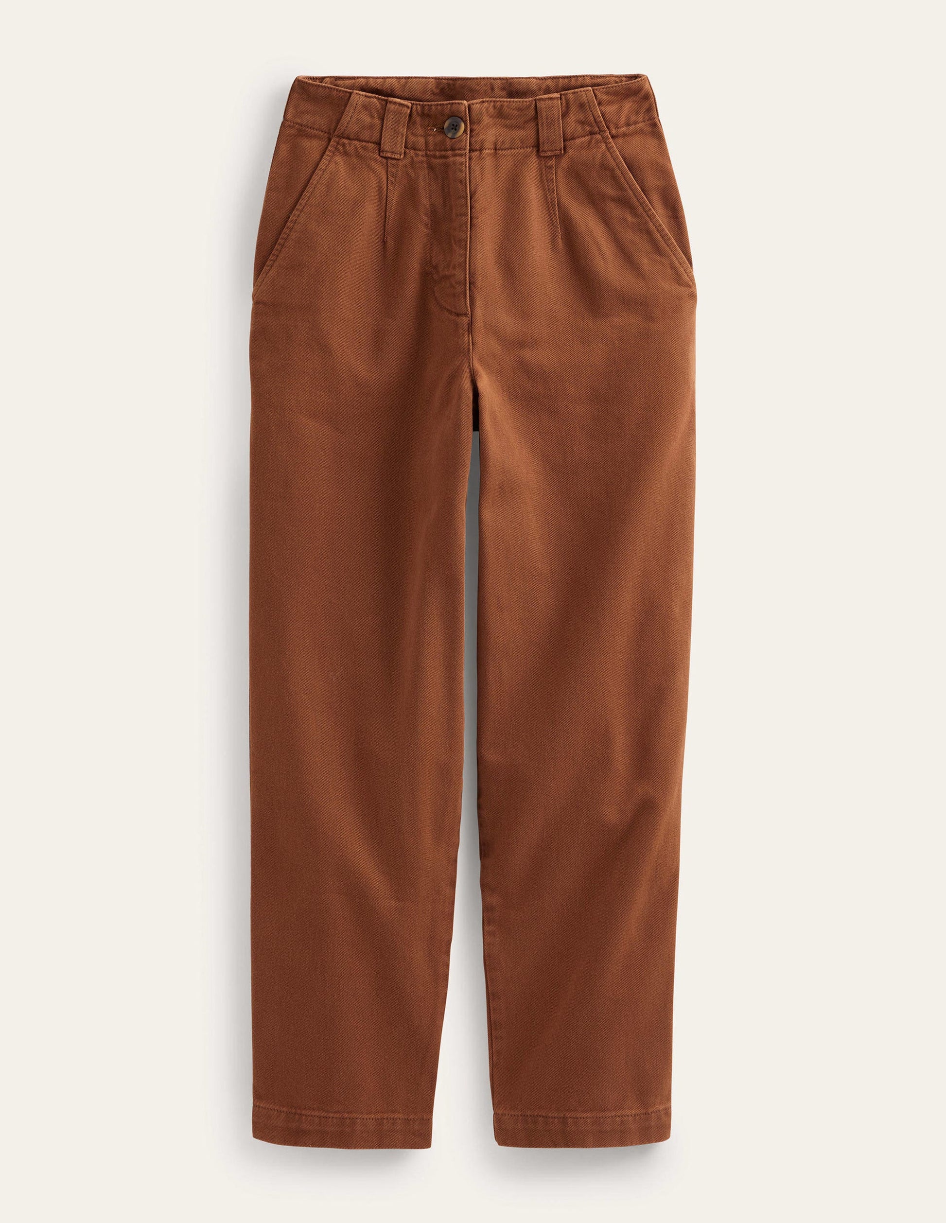 Casual Tapered Cotton Trousers-Cognac-2