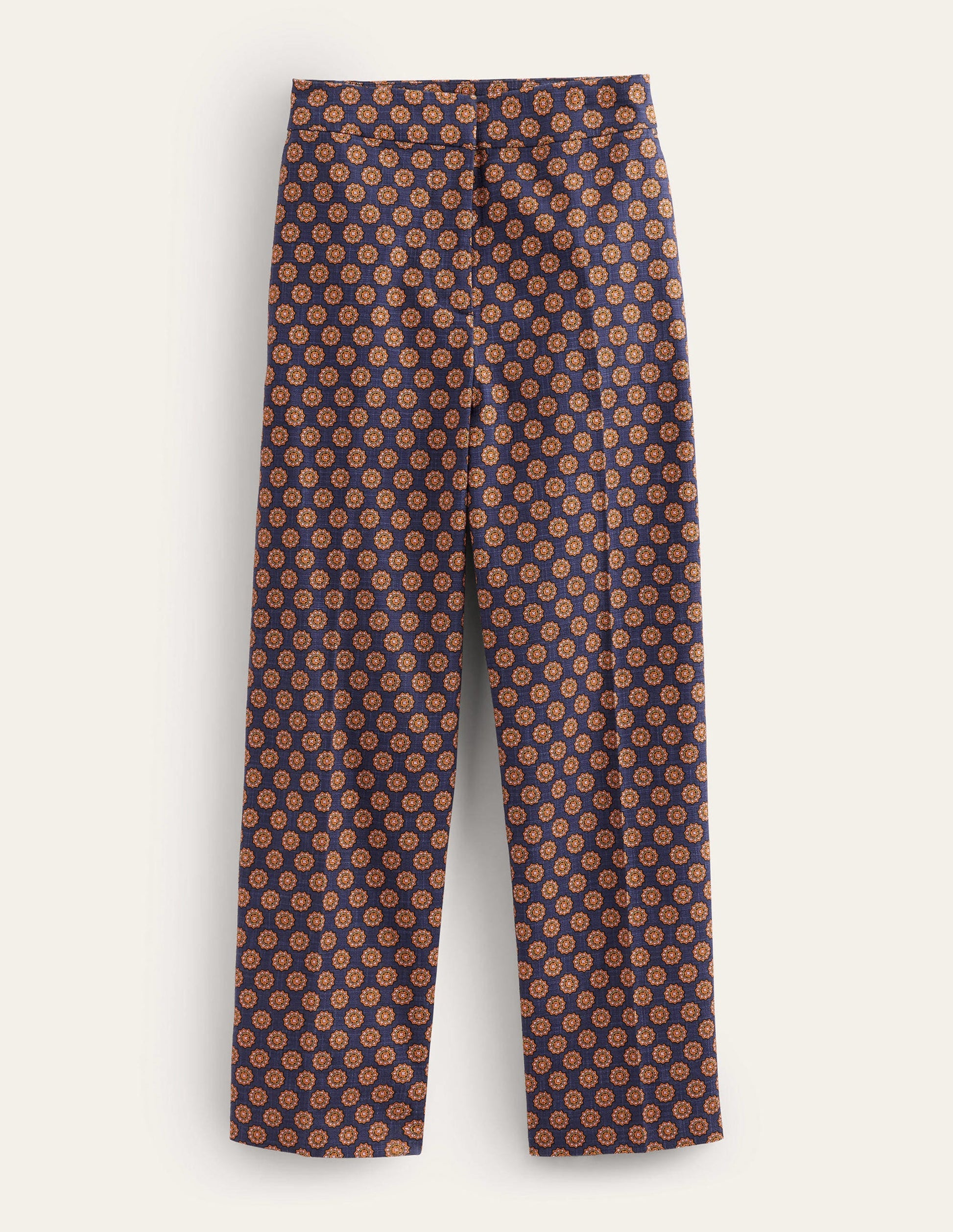 Pantalon imprimé droit-Bleu marine, motif Sunflower Geo-6