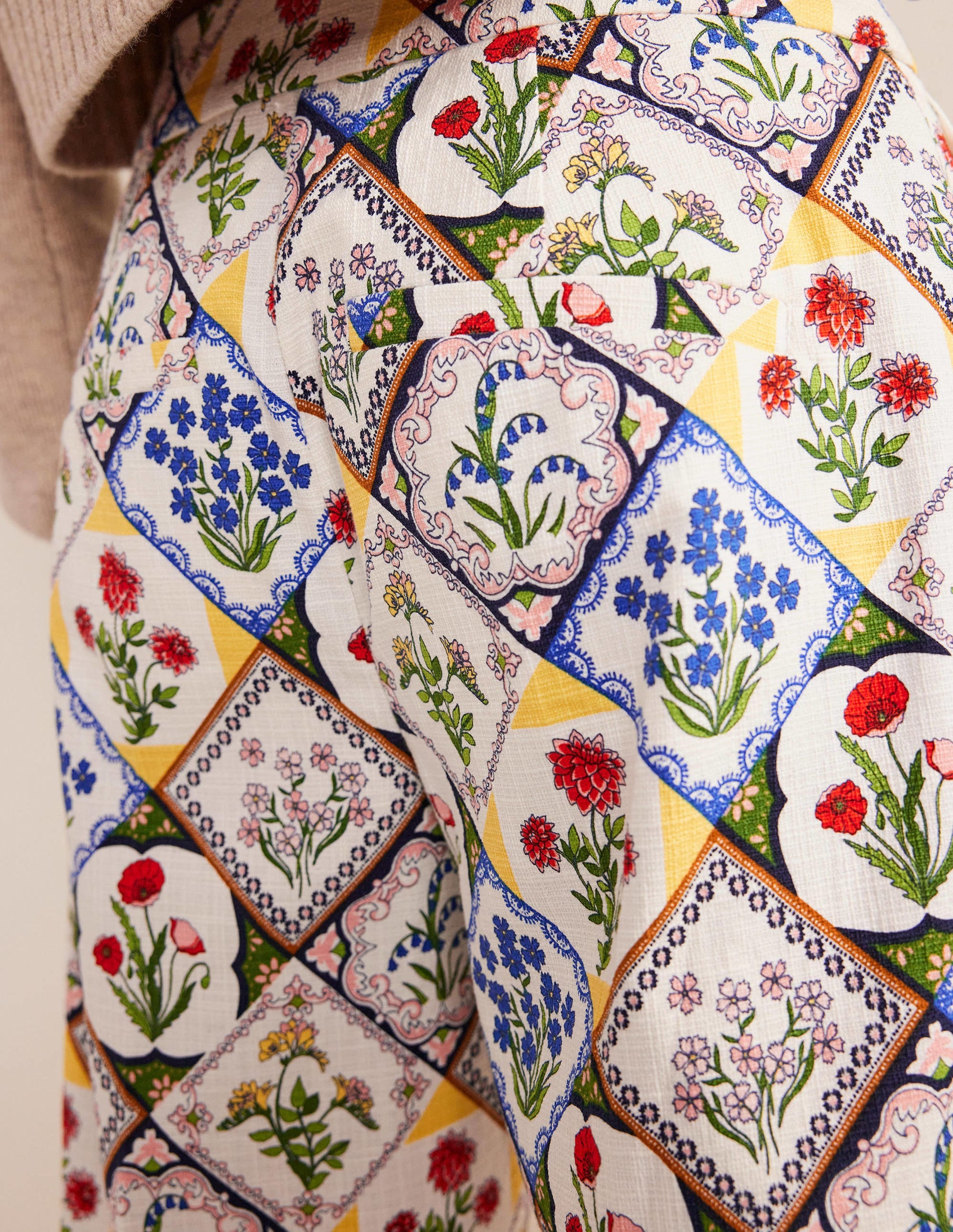 Pantalon imprimé droit-Ivoire, motif Wild Bluebell - Image 2