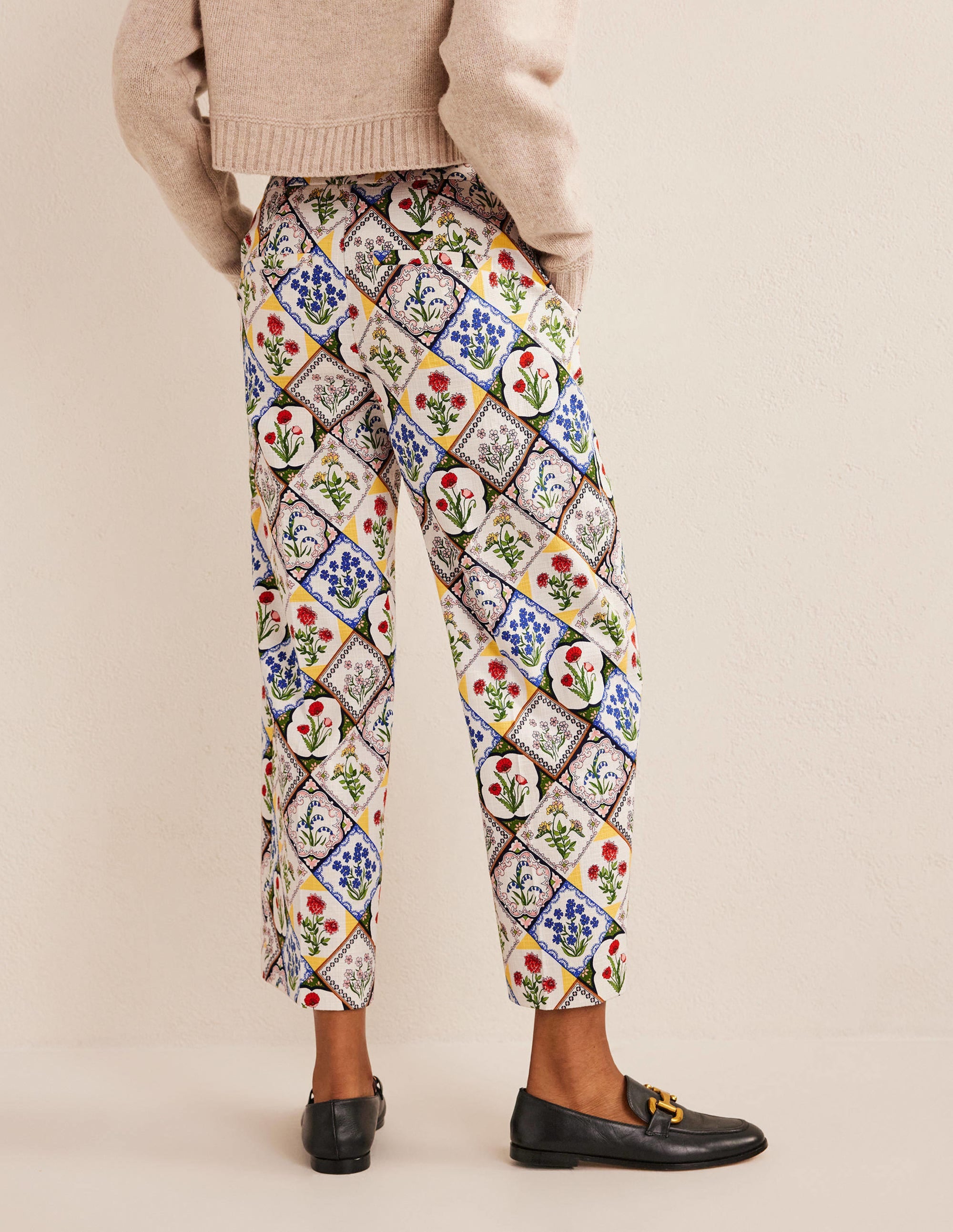 Pantalon imprimé droit-Ivoire, motif Wild Bluebell - Image 3