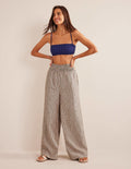 Leinenhose mit geraffter Taille-Lurex-Streifen