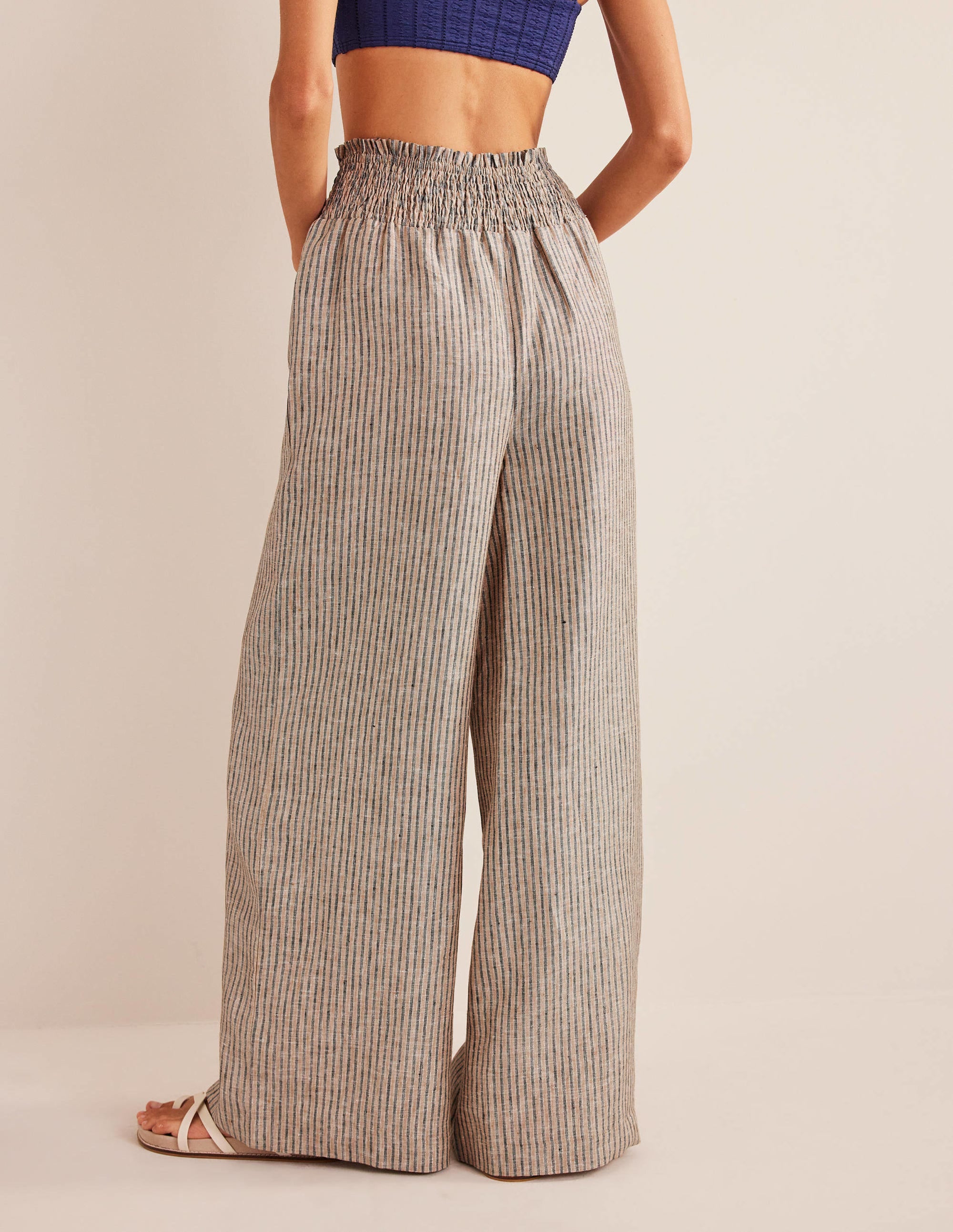 Leinenhose mit geraffter Taille-Lurex-Streifen - Image 3