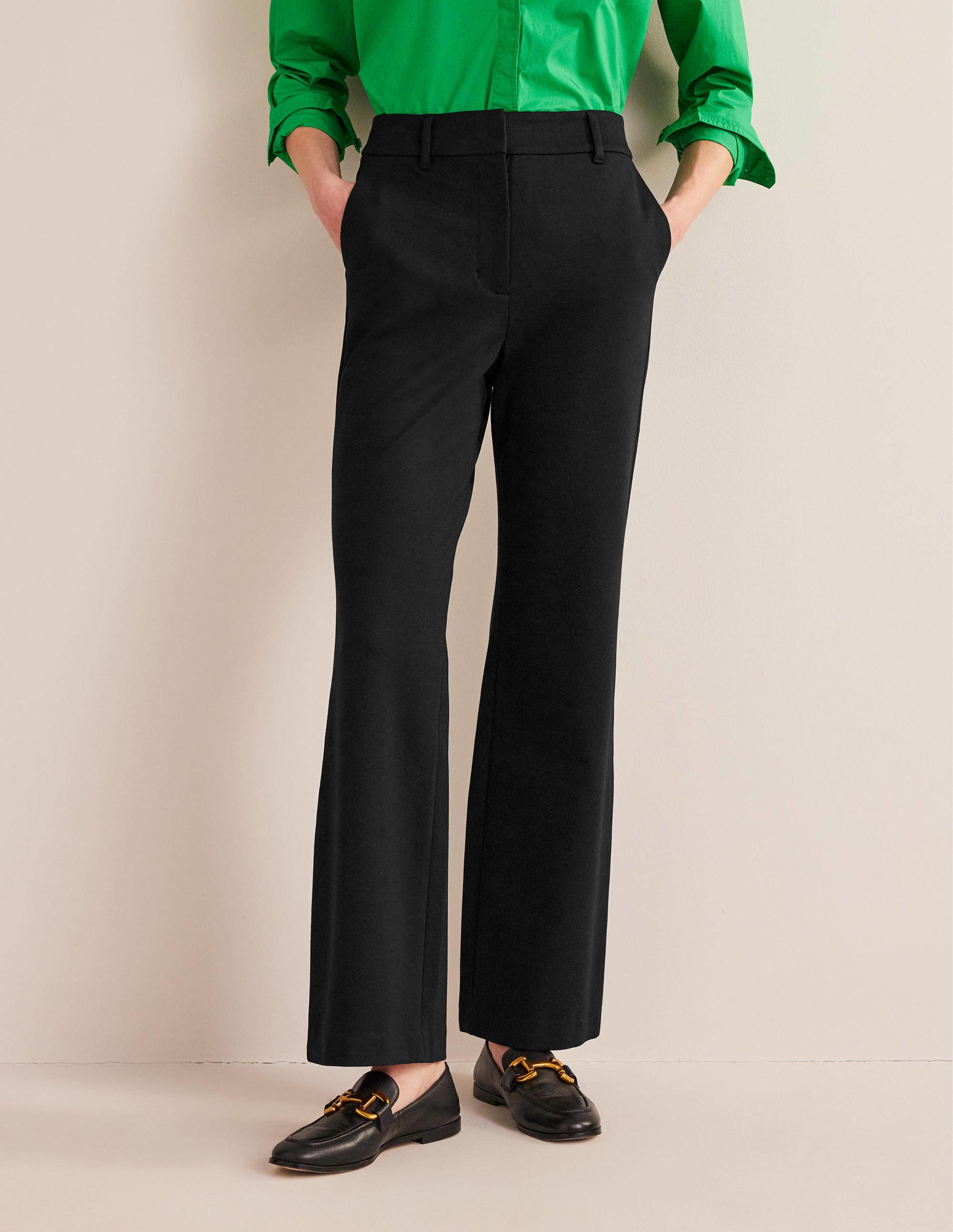 Pantalon évasé en point de Rome-Noir - Image 4