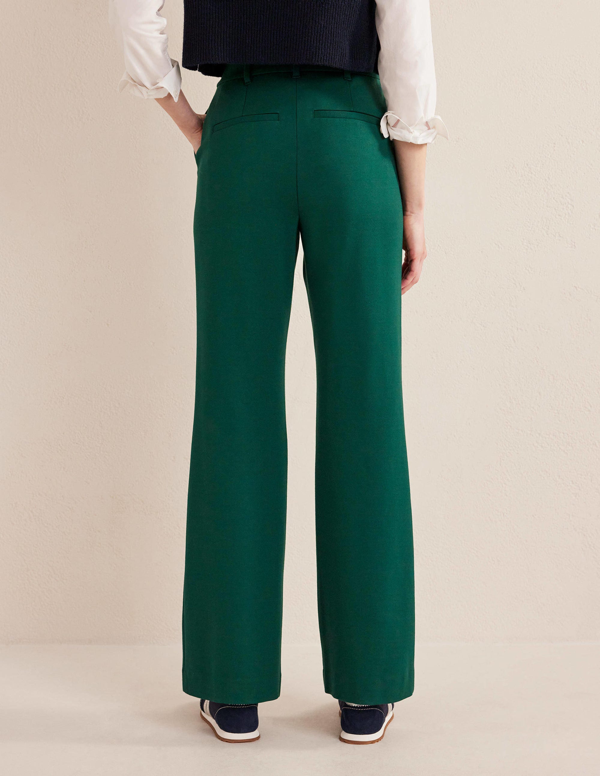 Pantalon évasé en point de Rome-Émeraude nocturne - Image 3