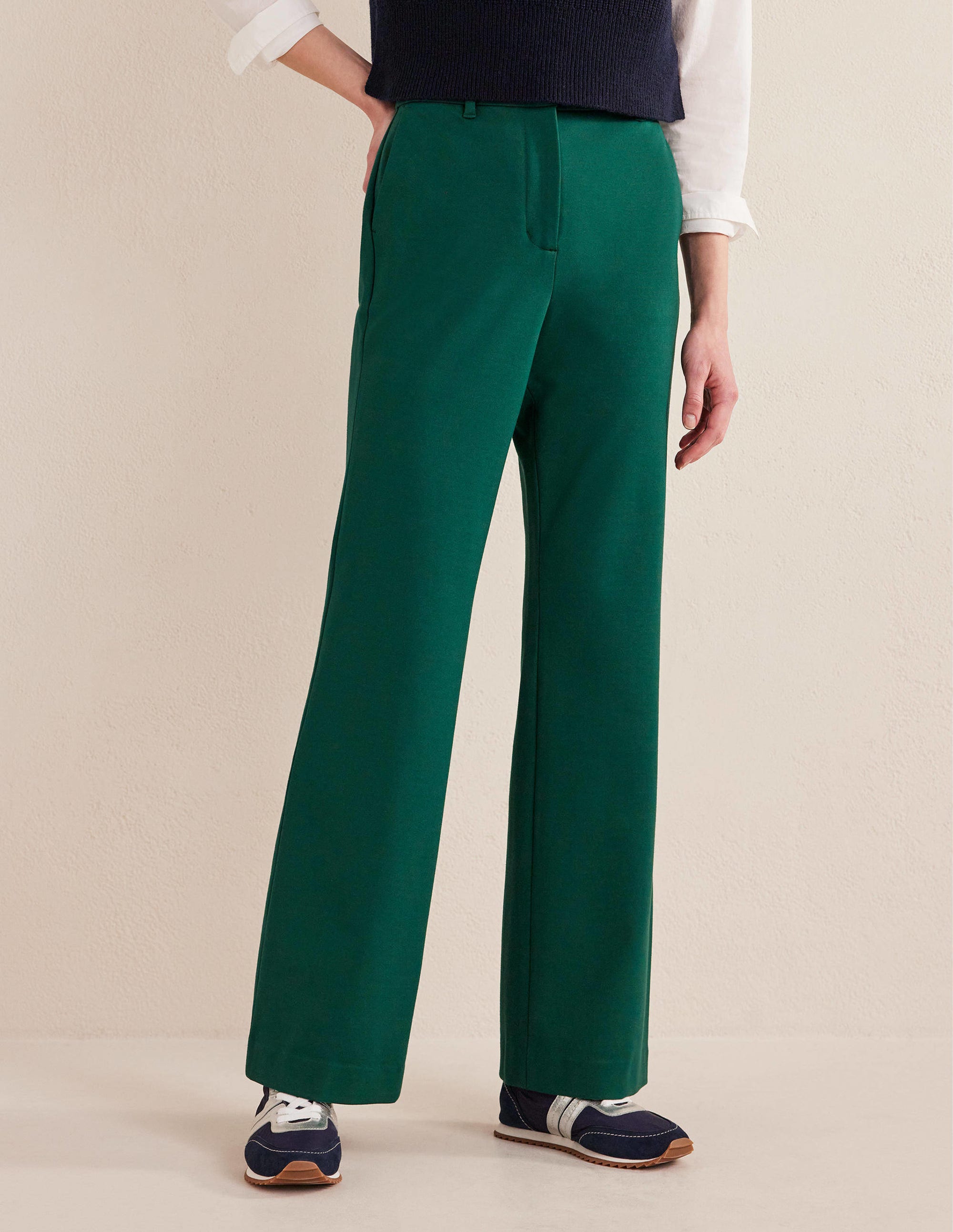 Pantalon évasé en point de Rome-Émeraude nocturne - Image 4