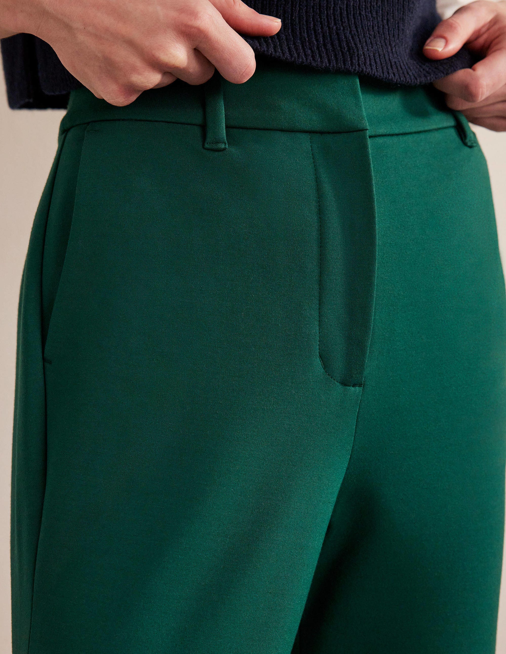 Pantalon évasé en point de Rome-Émeraude nocturne - Image 5